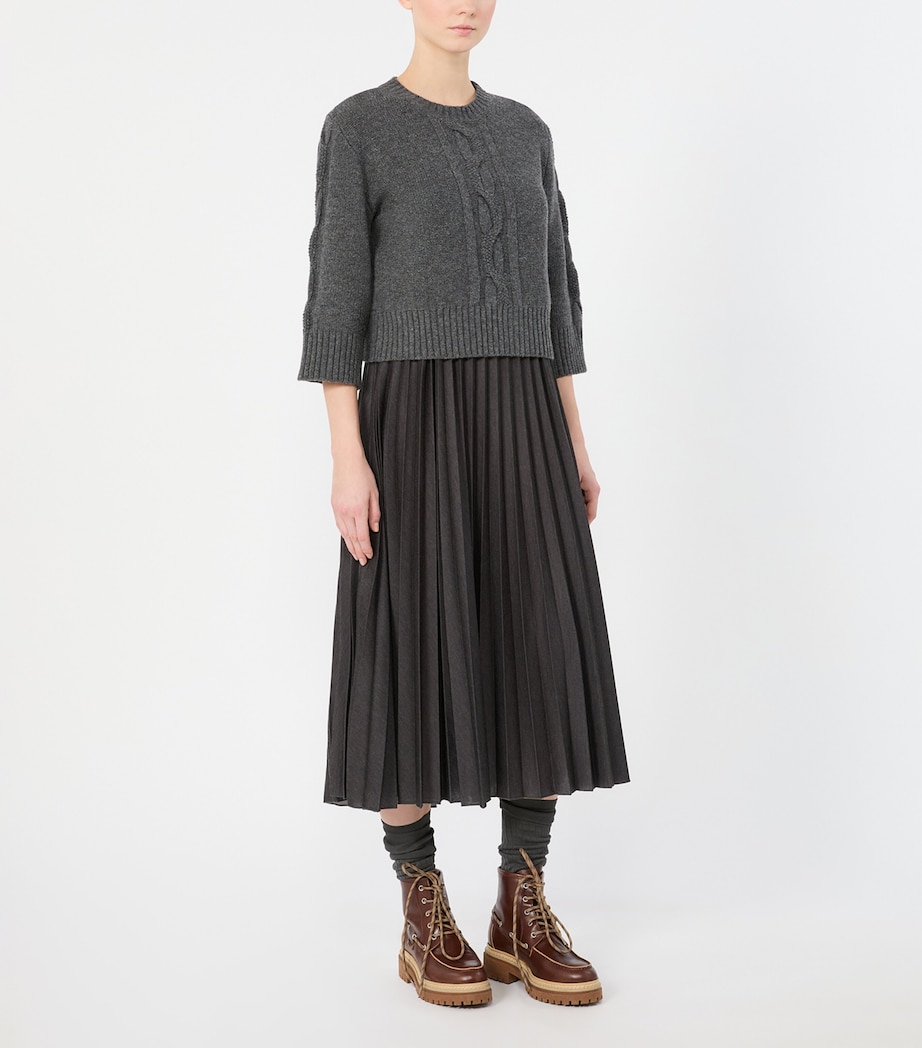 Weekend Max Mara Womens Jersey Midi Dress with Virgin Wool Sweater Dark Grey Image 3