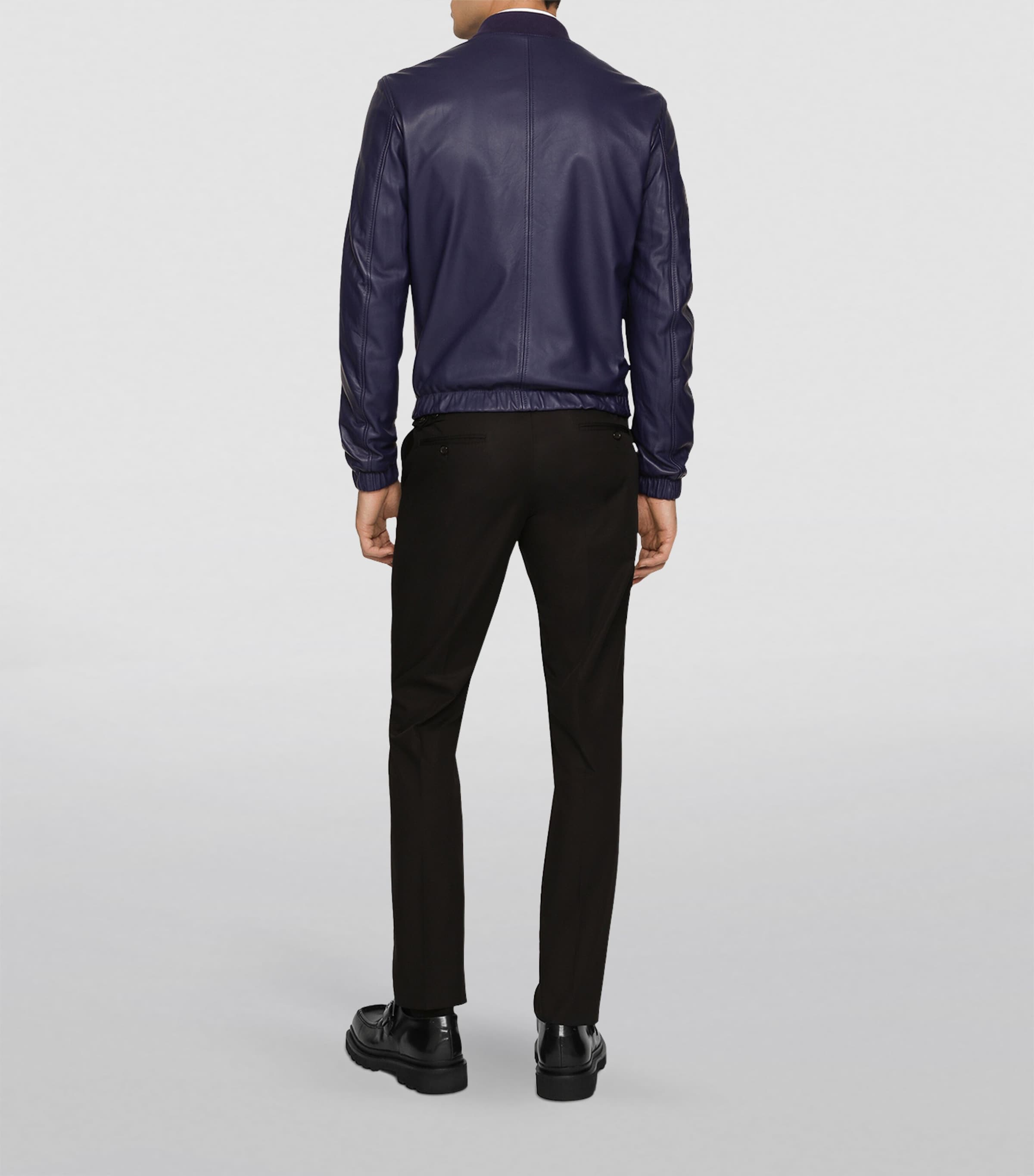 Leather Blouson Jacket B0065-BLUE Image 4