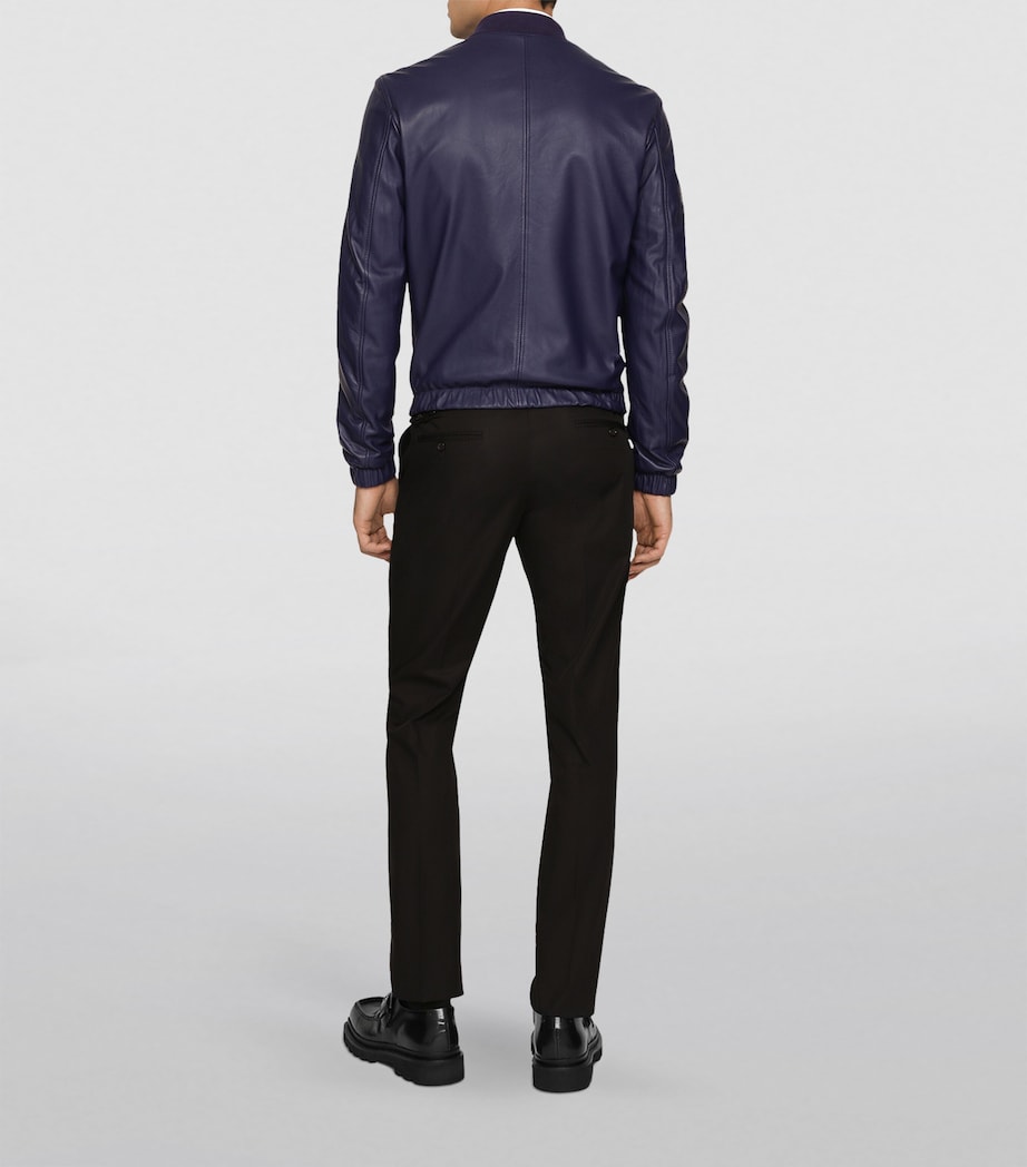 Leather Blouson Jacket B0065-BLUE Image 4