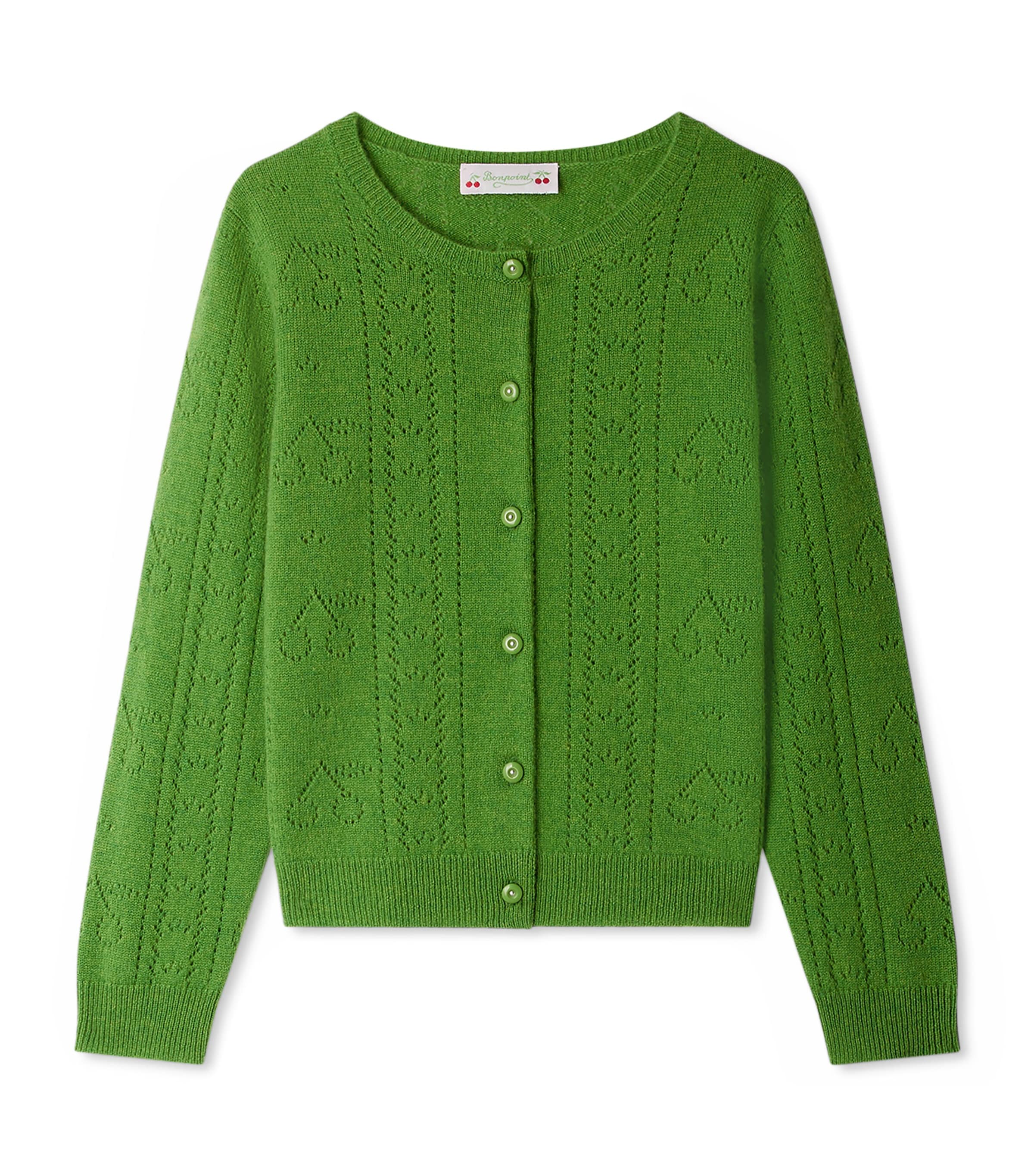 Bonpoint Cable-knit Button-up Cardigan In Green