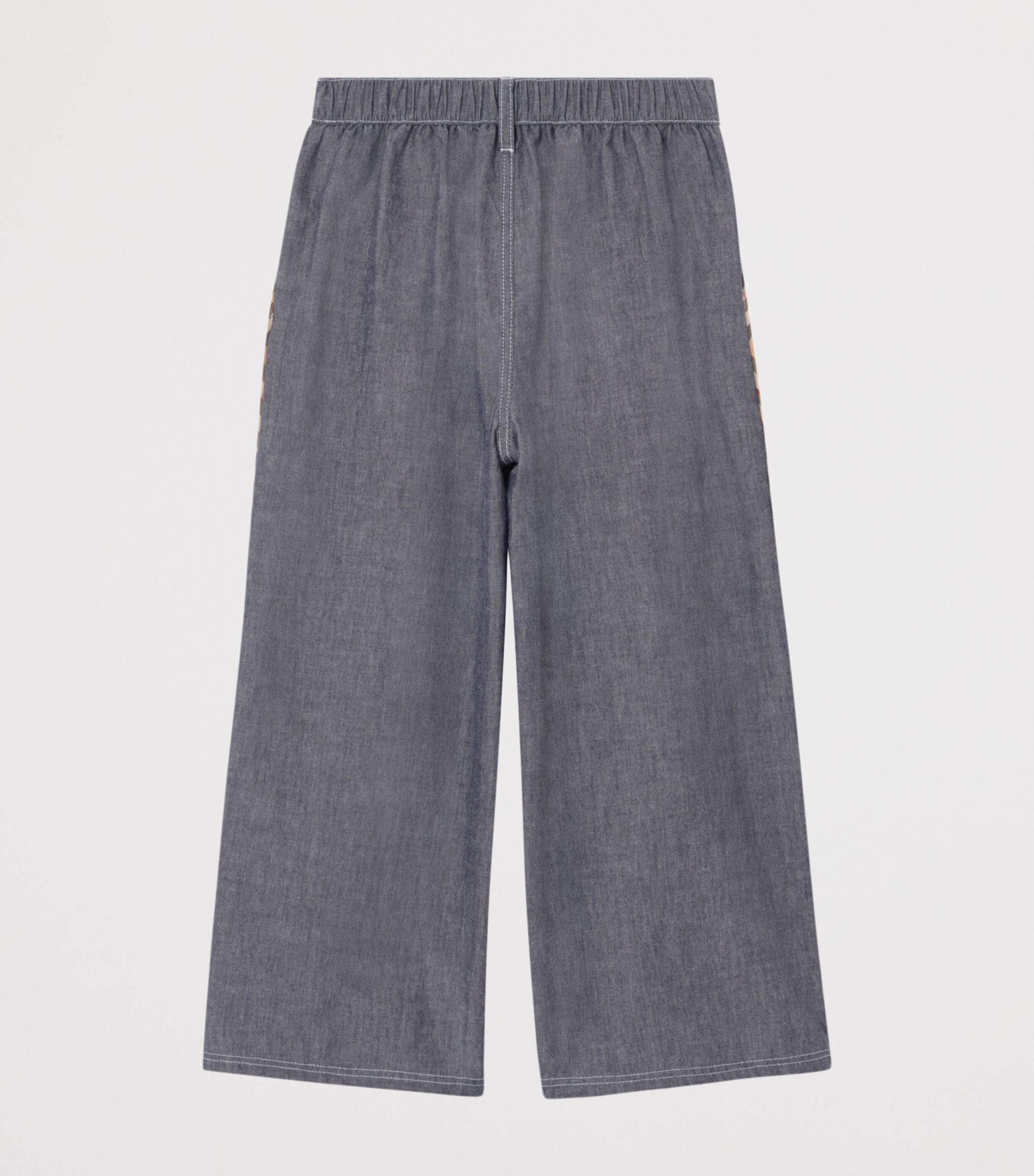 Burberry Kids Cotton Chambray Trousers (14 Years) Damson Blue Melange Image 2