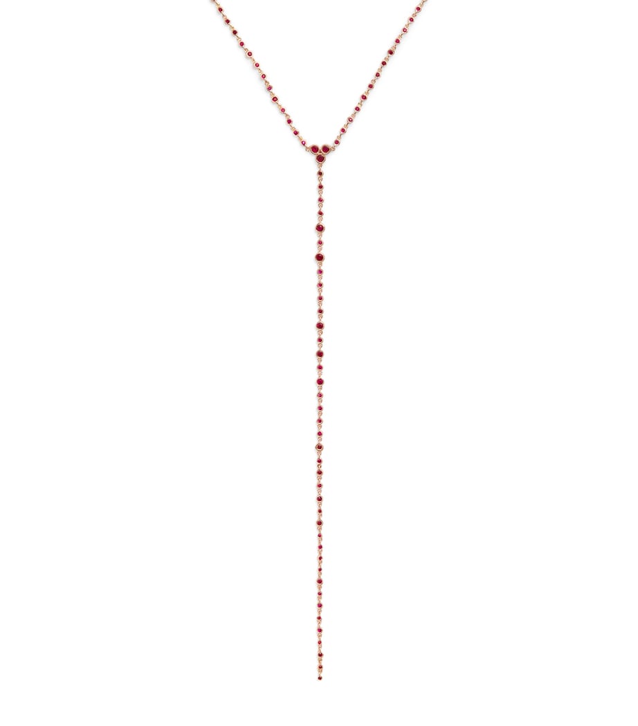 Rose Gold and Pink Sapphire Infinity Y Lariat Necklace ROSE GOLD Image 1