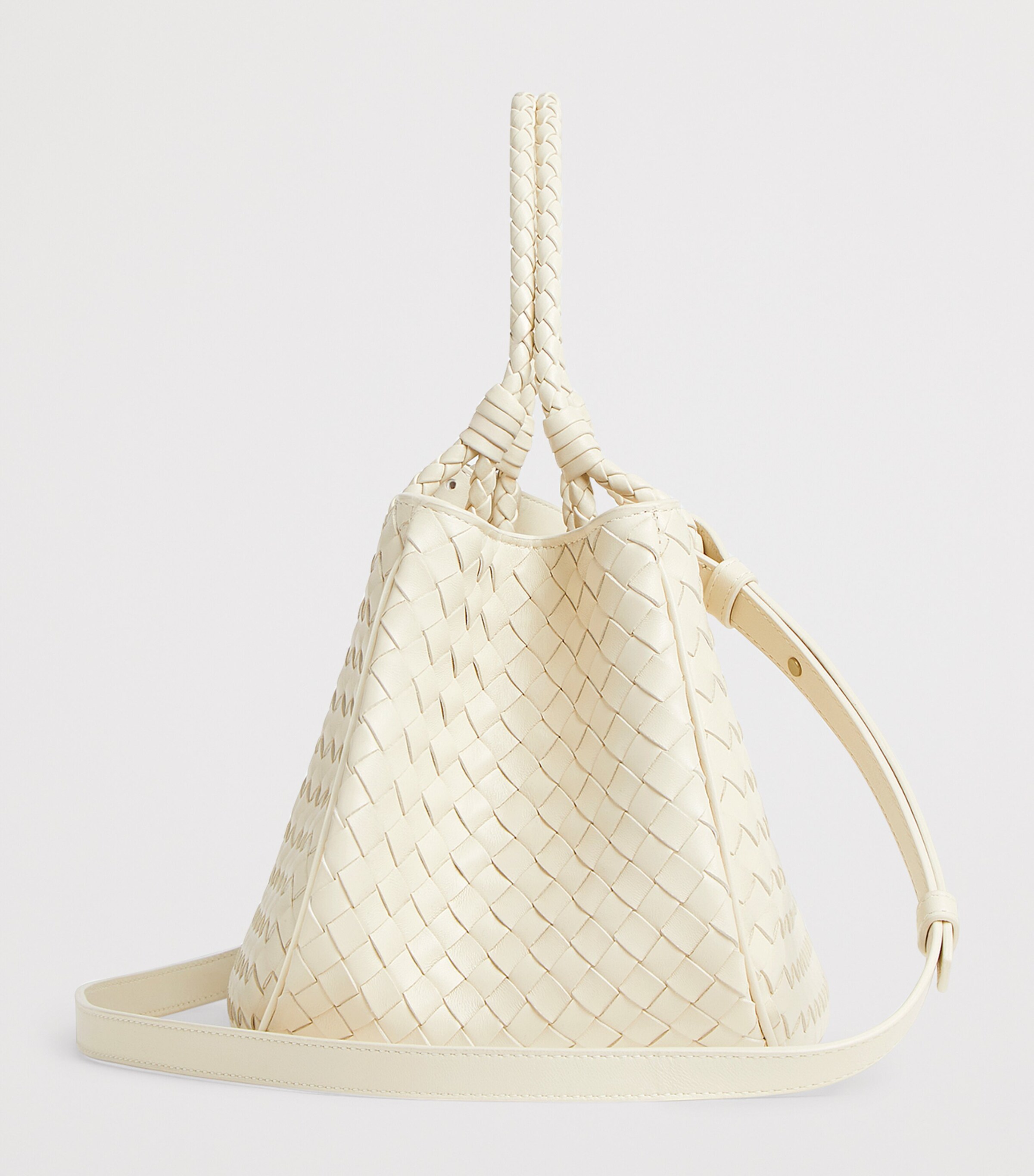 Bottega Veneta White Leather Basket Shoulder Bag | Harrods US