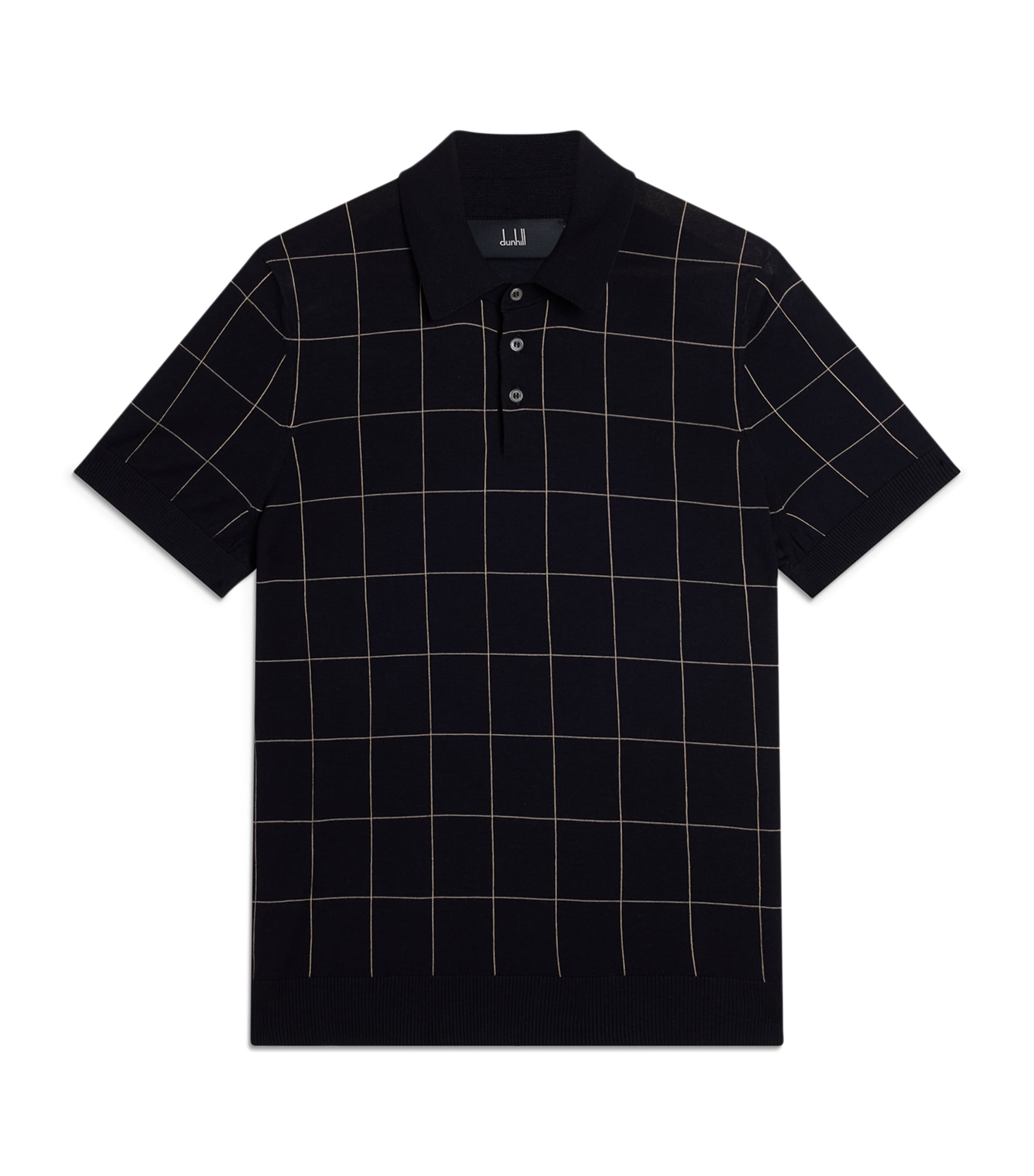 Dunhill Mens Cotton-Mulberry Silk Polo Shirt Navy Image 1