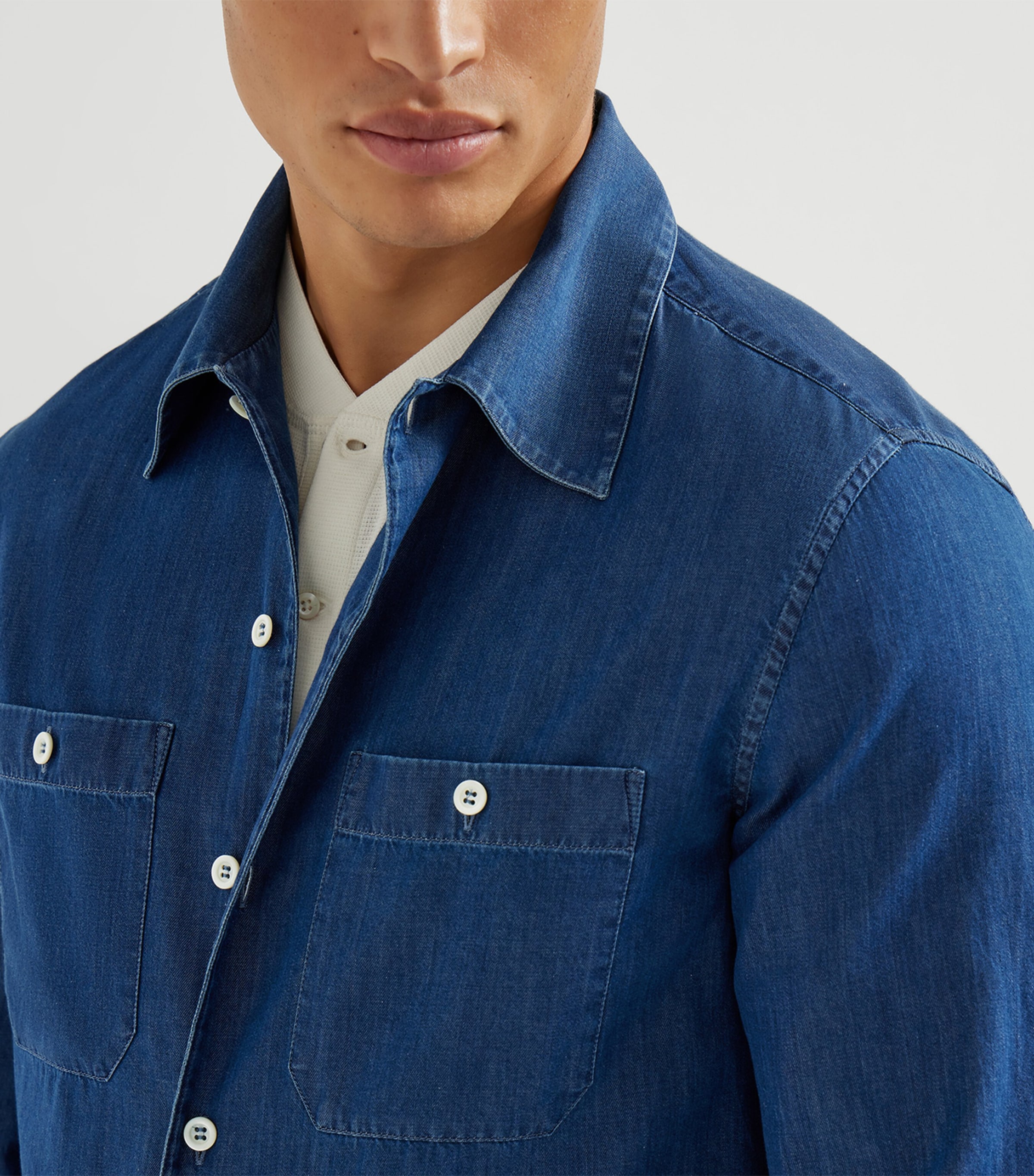 Brunello Cucinelli Mens Denim Easy-Fit Shirt Image 6