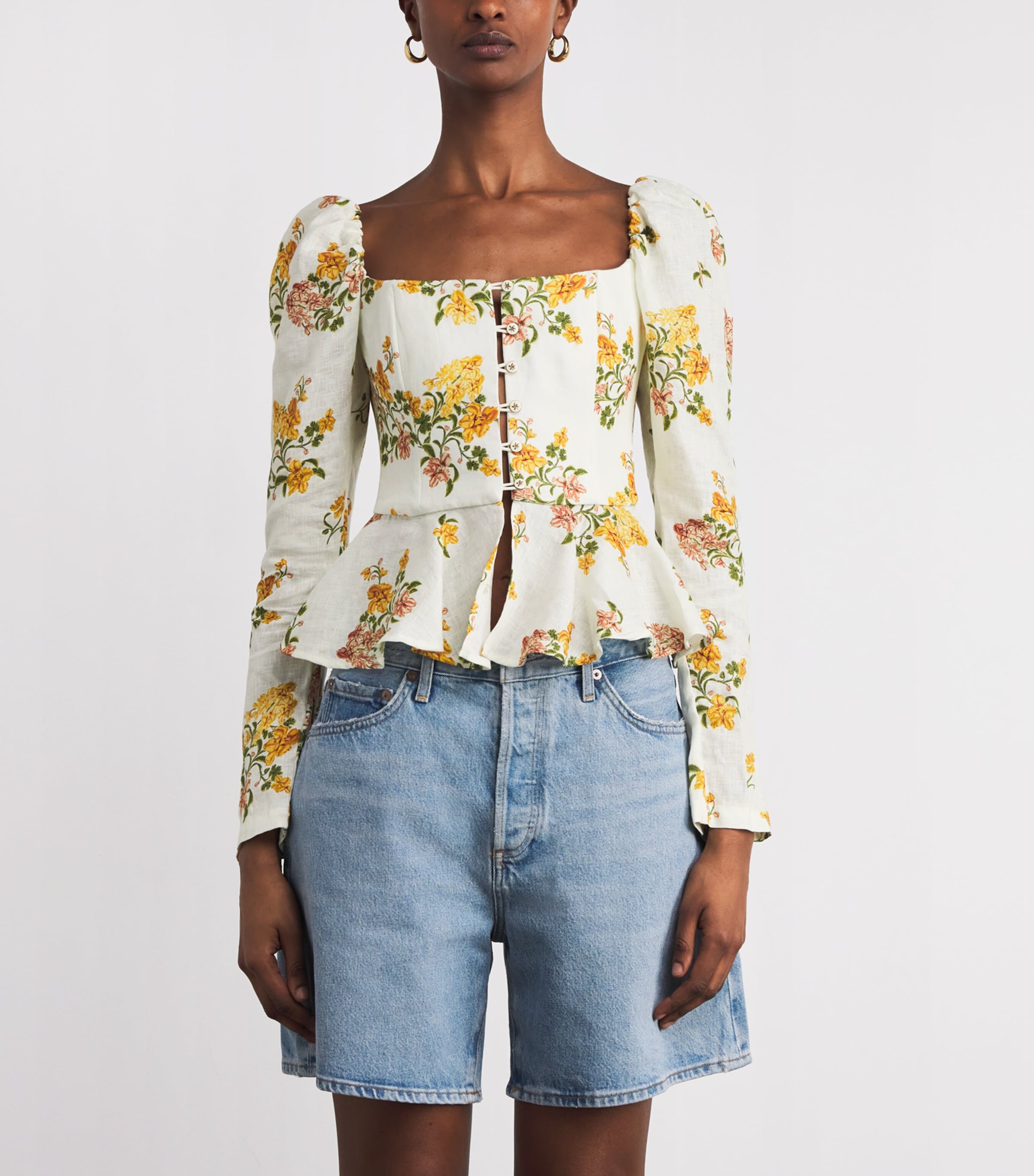 Linen Bromelia Floral Top MULTICOLOR Image 3