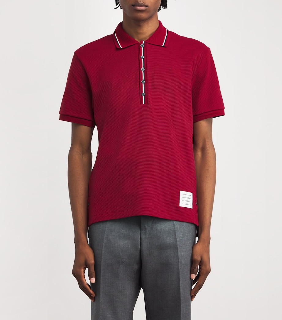 Cotton Rib-Cuff Polo Shirt BURGUNDY Image 3