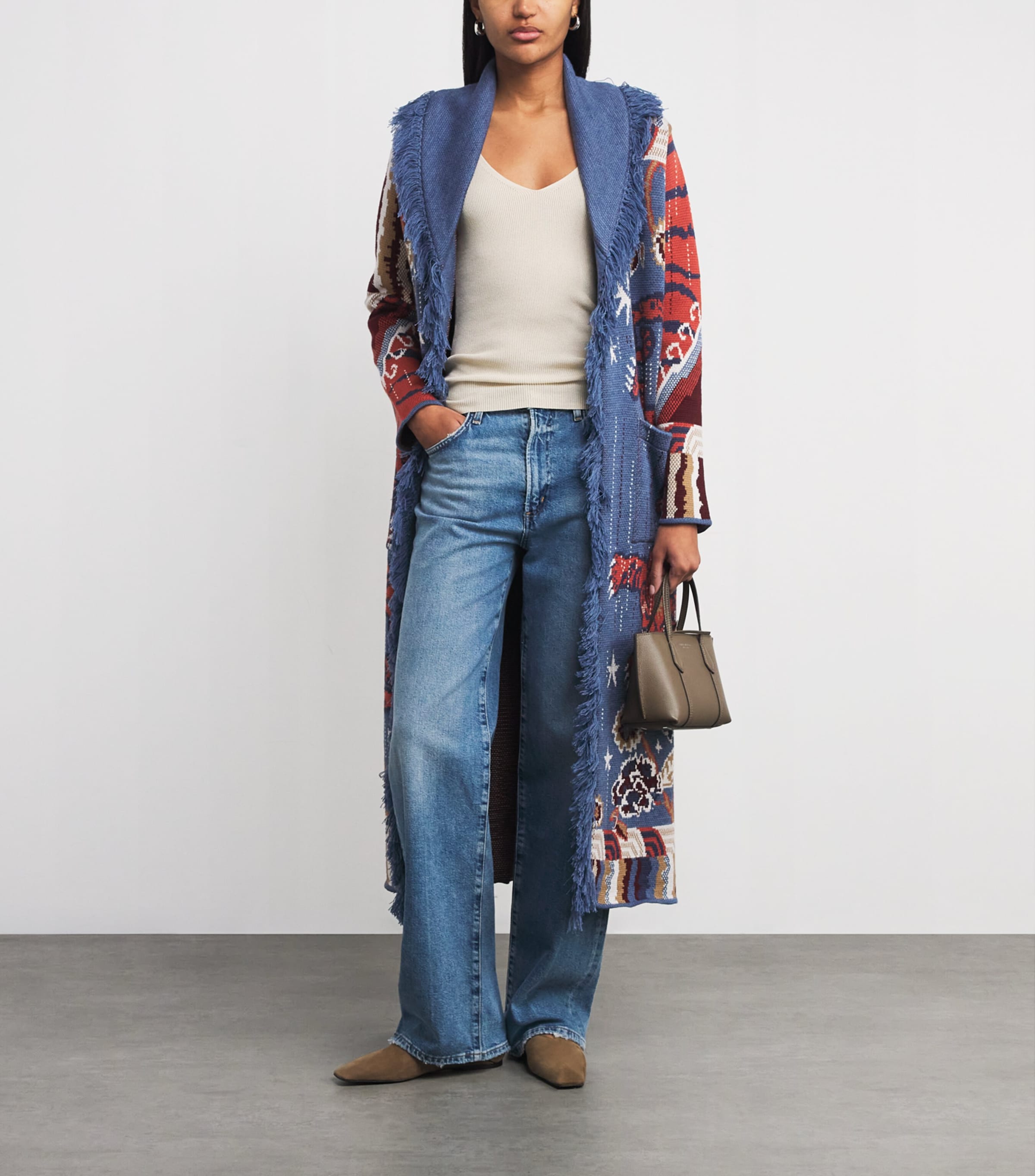 Merino Wool Jacquard Mick Coat TIBETAN TIGER NAVY Image 2