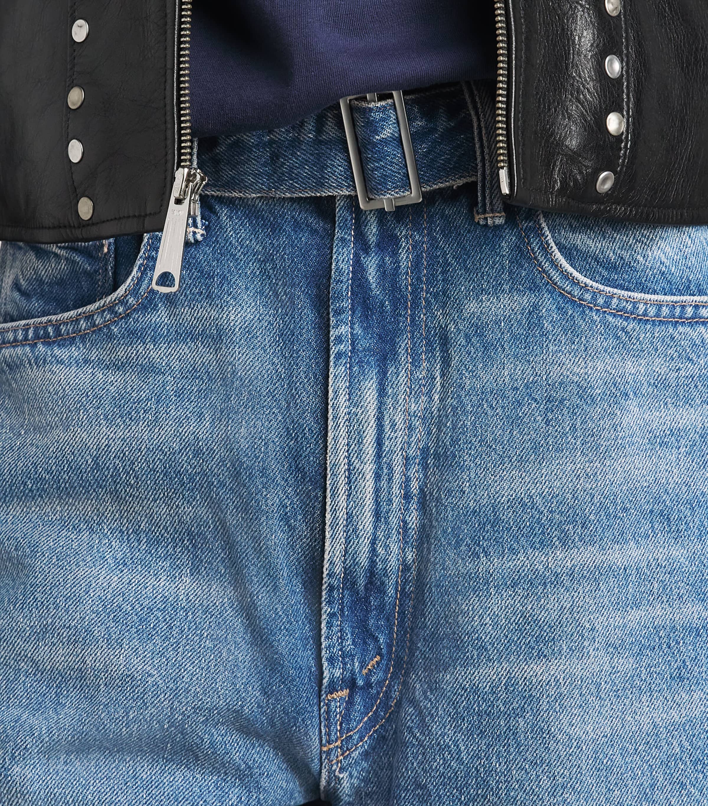 MOTHER Womens Belted The Spoonful Nerdy High-Rise Barrel Jeans Tootsie Image 3