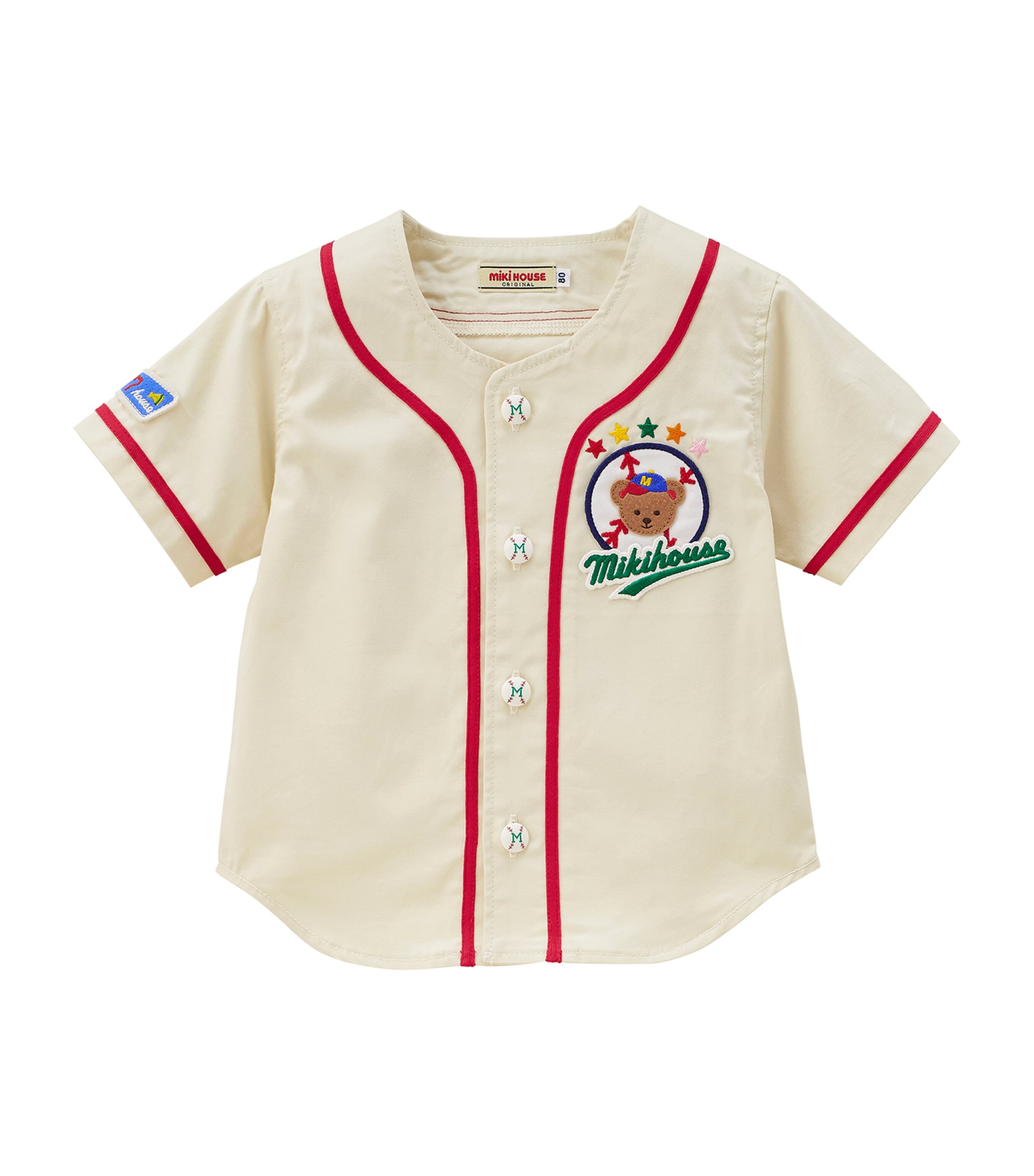 Miki House Kids' Bear Baseball Jersey In White