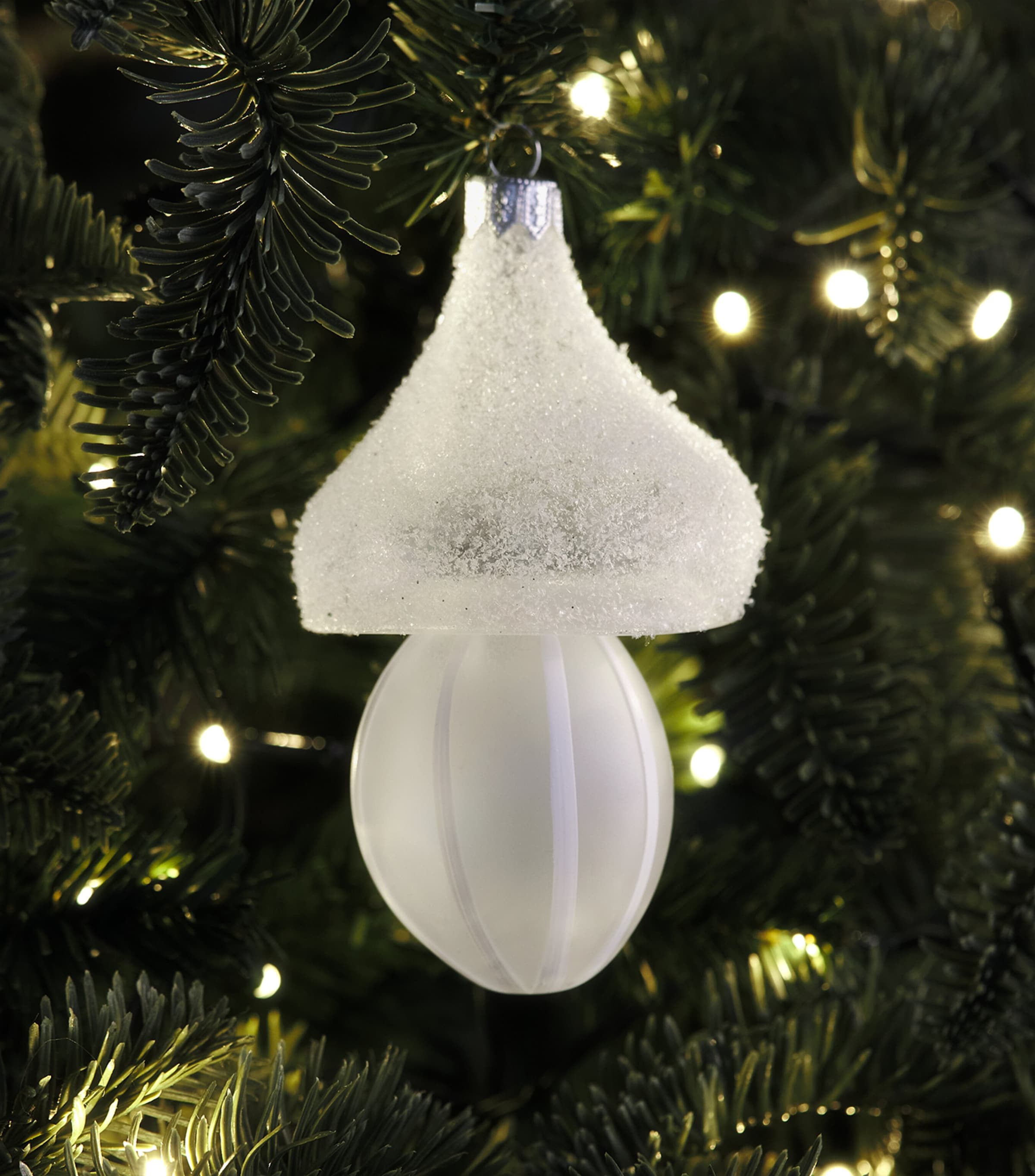 Harrods Glitter Mushroom Tree Decoration Irdscnt Gls+wht Shd Image 3