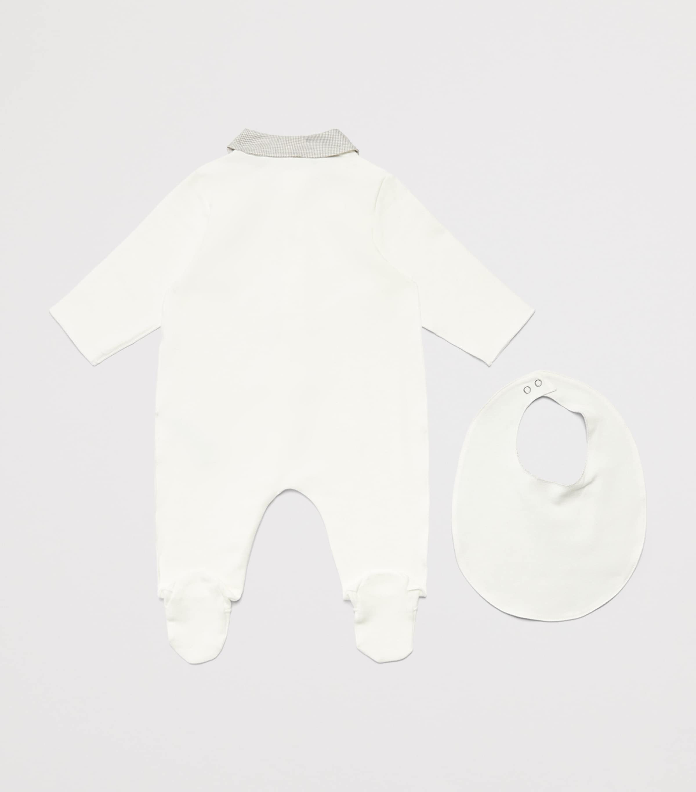 Teddy & Minou Cotton All-in-One and Bib Set (0-12 Months) Milk Image 2