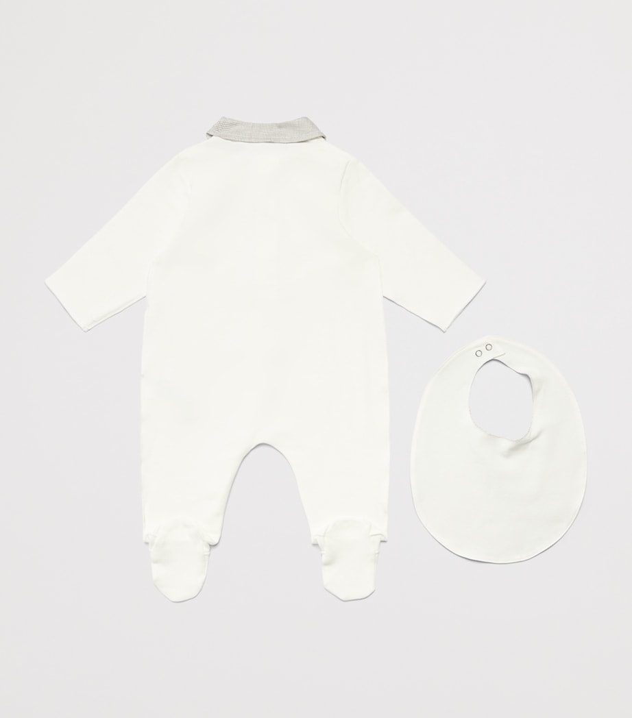 Teddy & Minou Cotton All-in-One and Bib Set (0-12 Months) Milk Image 2