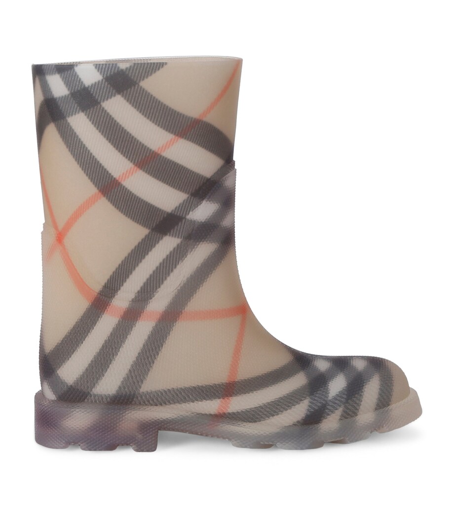 Burberry Kids Rubber Check Marsh Boots Tan Comb Image 1