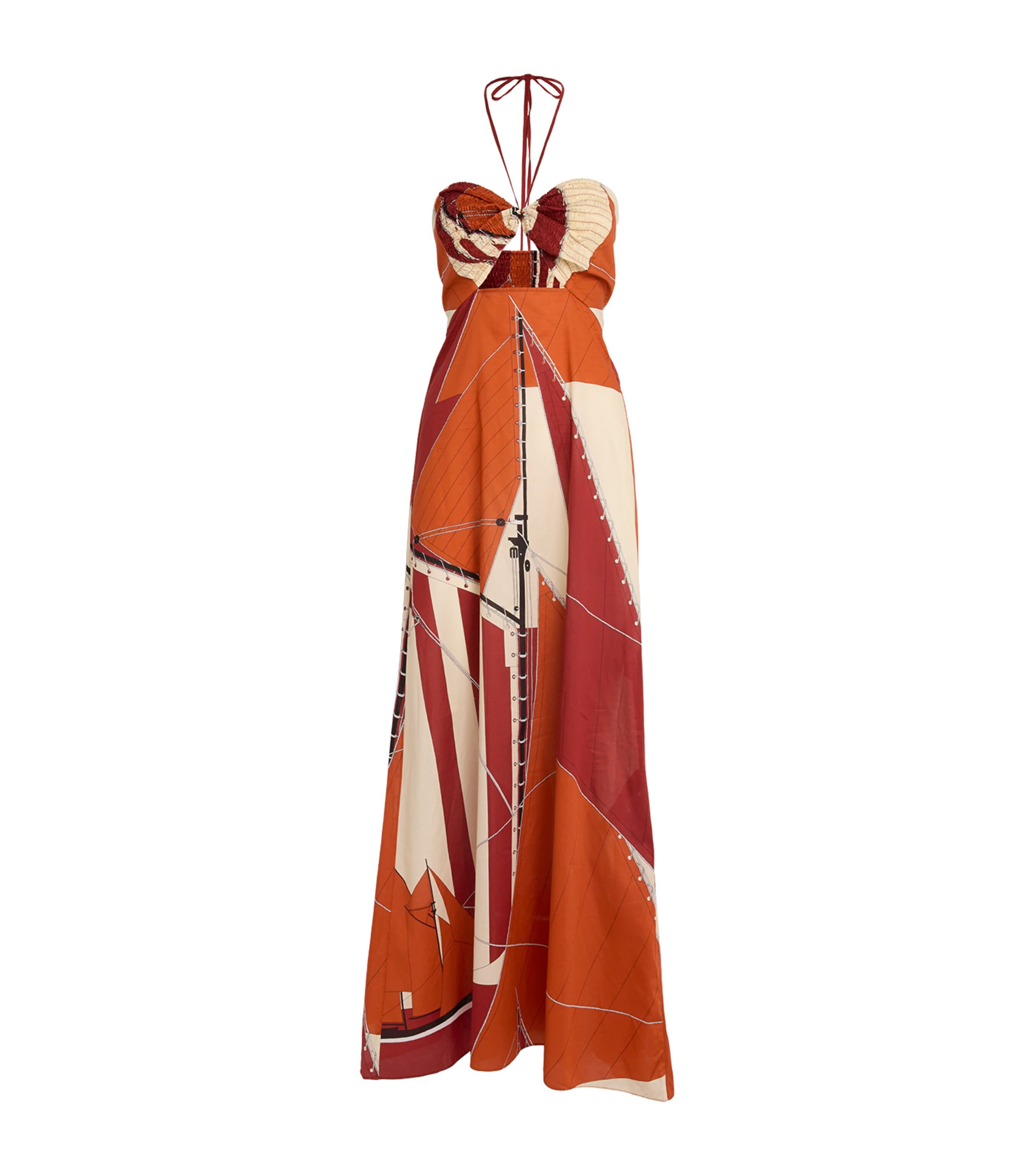 Shop Johanna Ortiz Cotton Poplin Halterneck Midi Dress