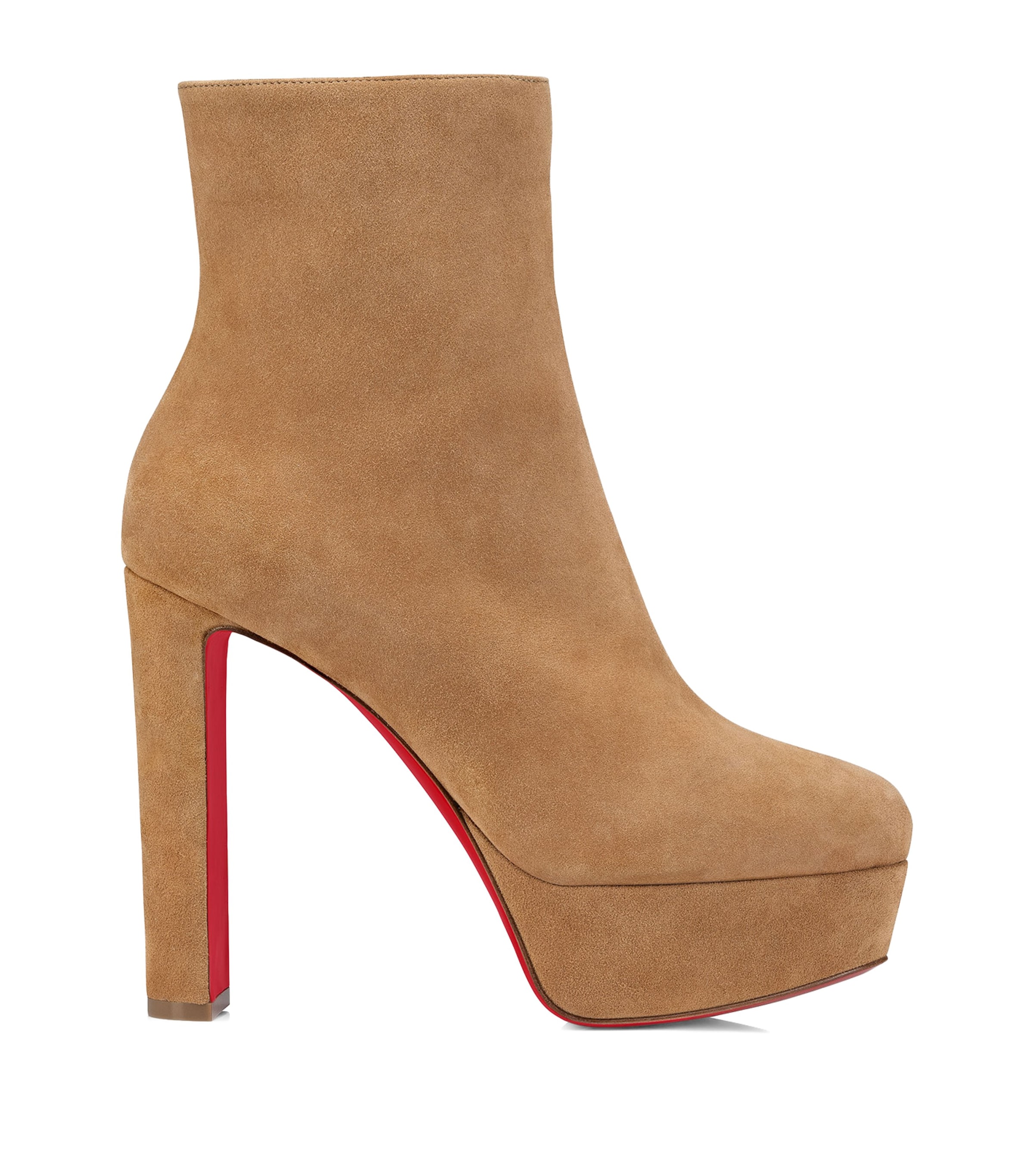 Christian Louboutin Loo Booty Suede Platform Boots 130 In Red