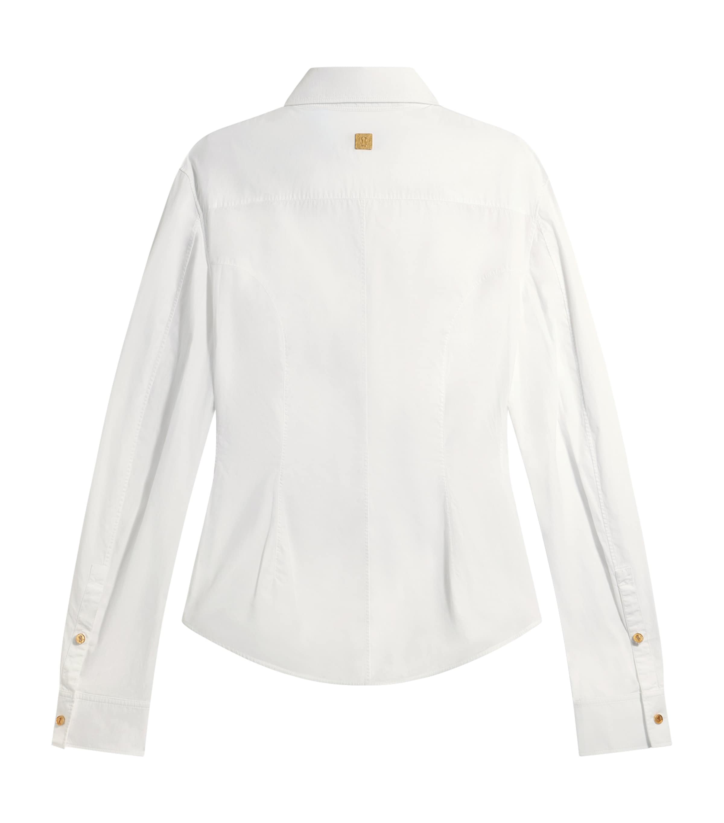 Silk Fitted Button-Down Shirt 100 WHITE Image 2