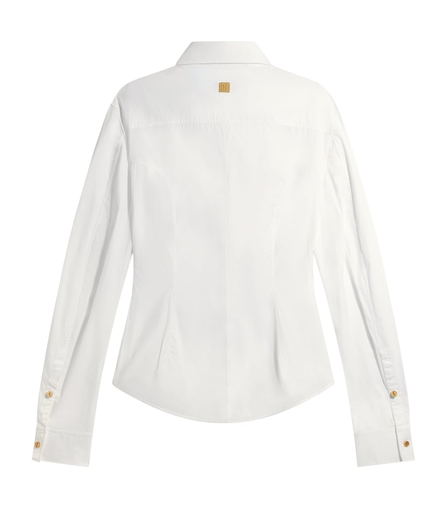 Silk Fitted Button-Down Shirt 100 WHITE Image 2
