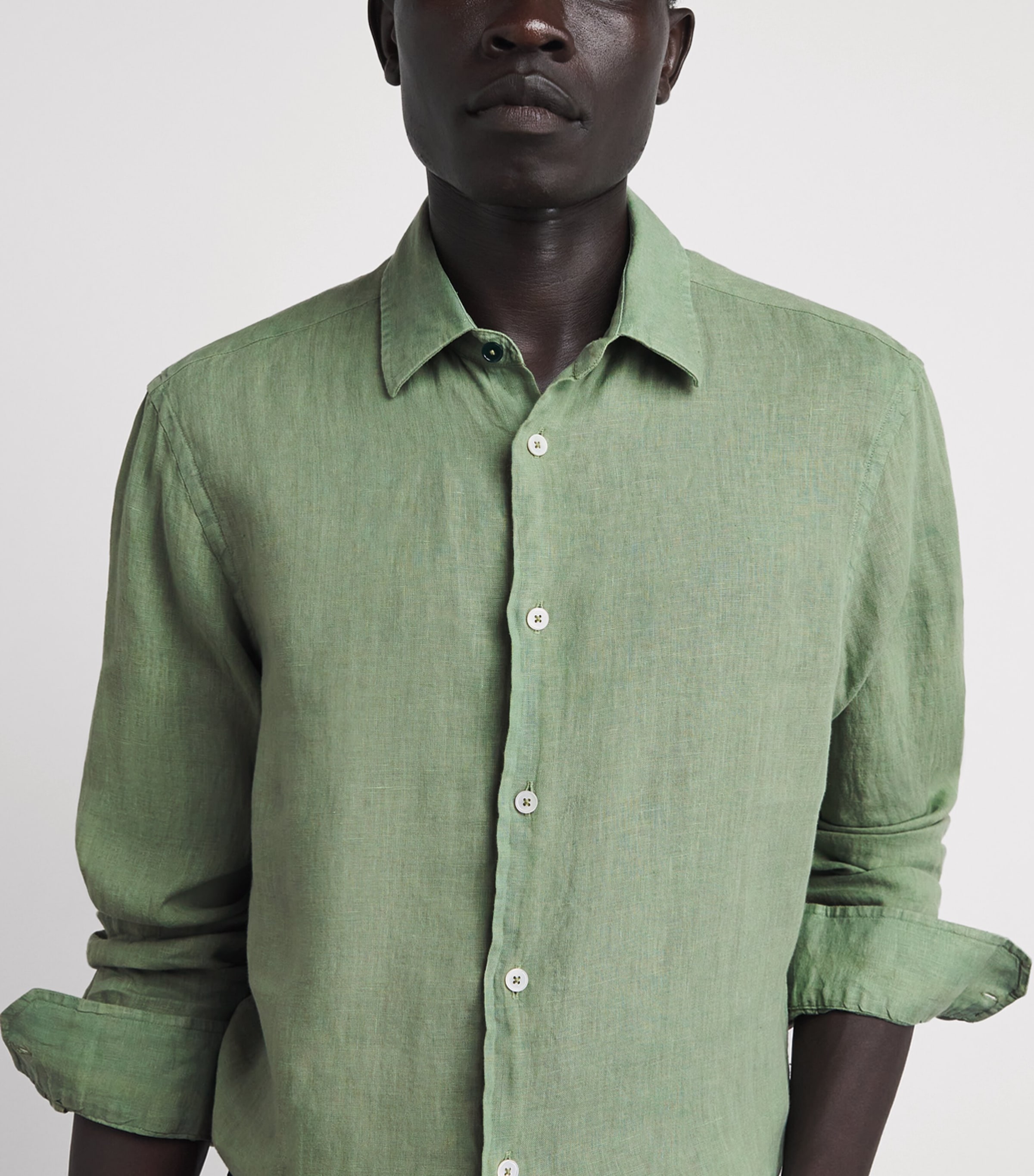 Paul Smith Mens Linen Regular-Fit Shirt Image 3