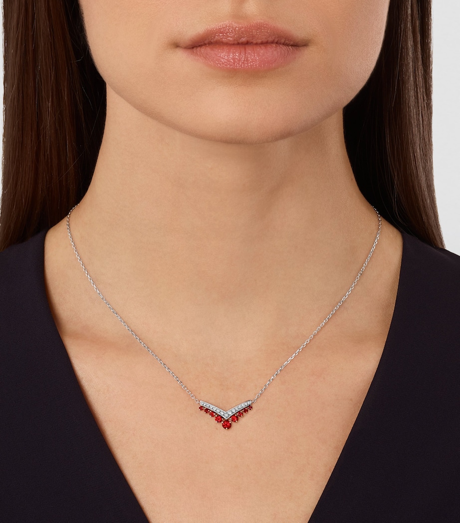 White Gold, Ruby and Diamond Joséphine Aigrette Pendant Necklace WHITE GOLD Image 3