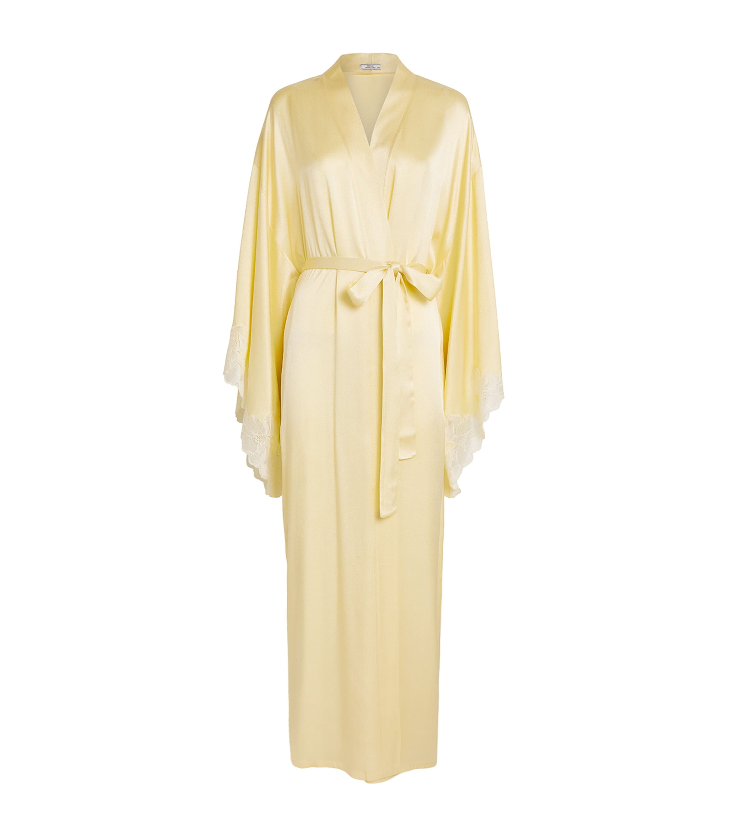 Bocan Satin Lace-trim Heidi Robe In Yellow