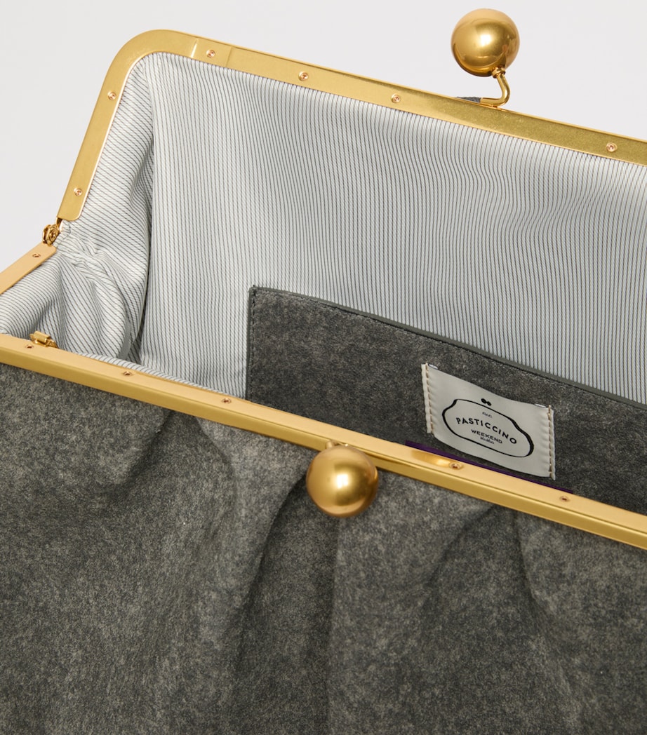 Weekend Max Mara Large Split Calfskin Pasticcino Clutch Bag Dark Grey Image 6