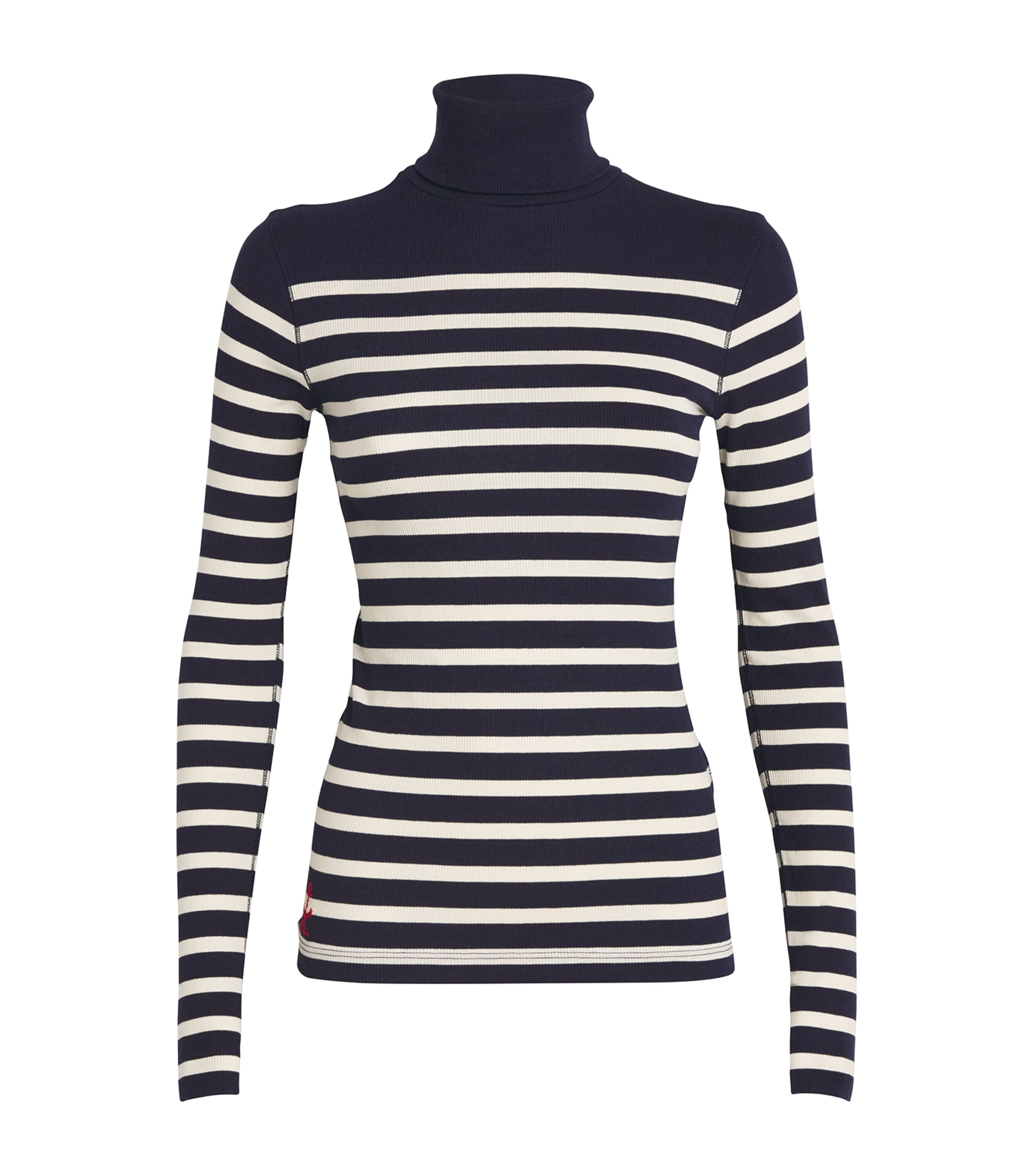 Polo Ralph Lauren Striped Rollneck Top In Black