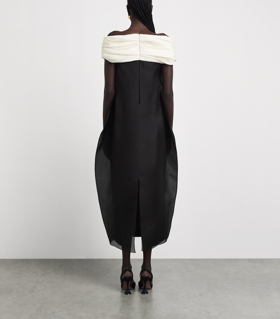 Voranida Womens Silk Loom Midi Dress Black Image 4