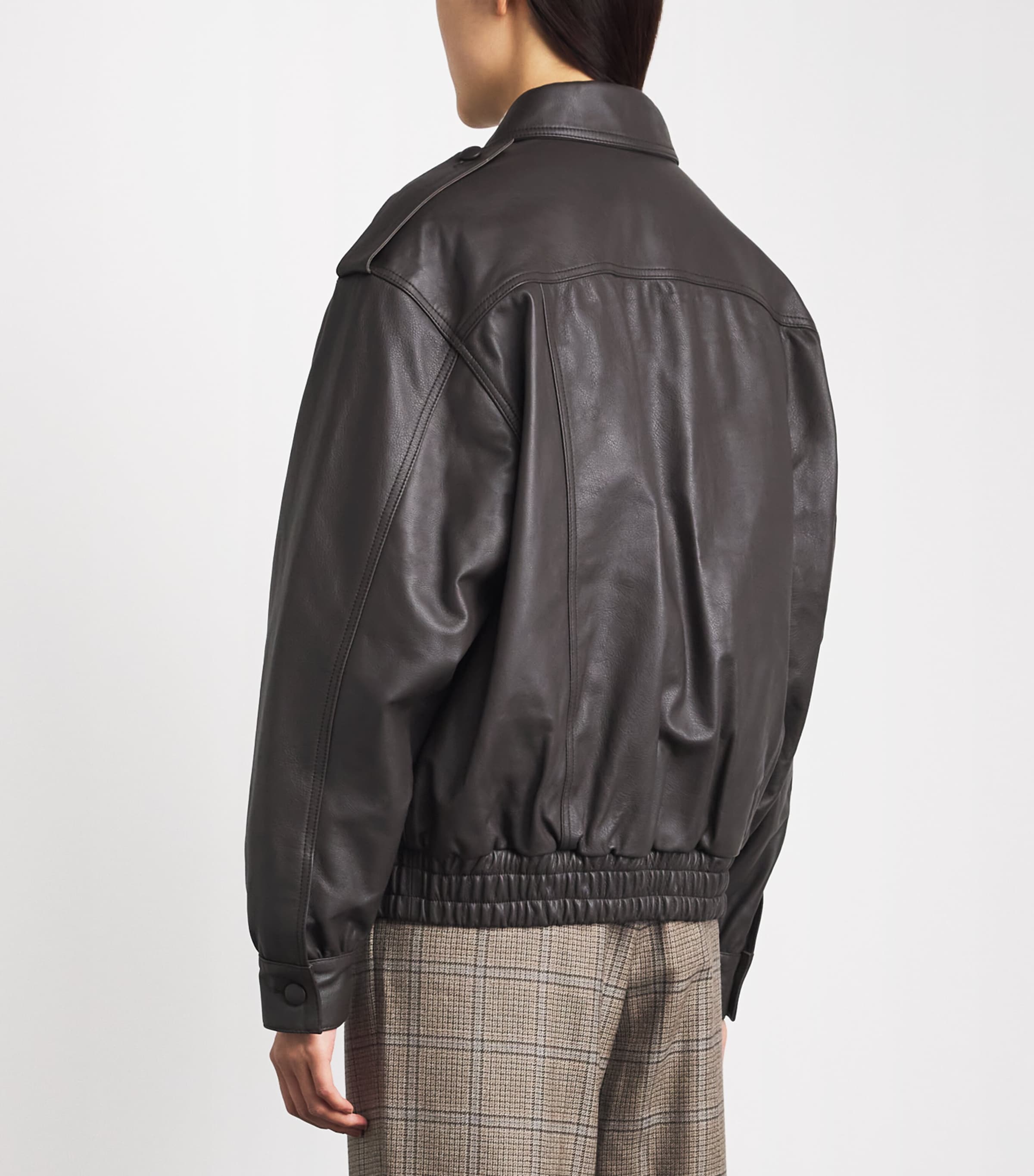 Blazé Milano Womens Leather Charlie Bomber Jacket Ebano Image 5