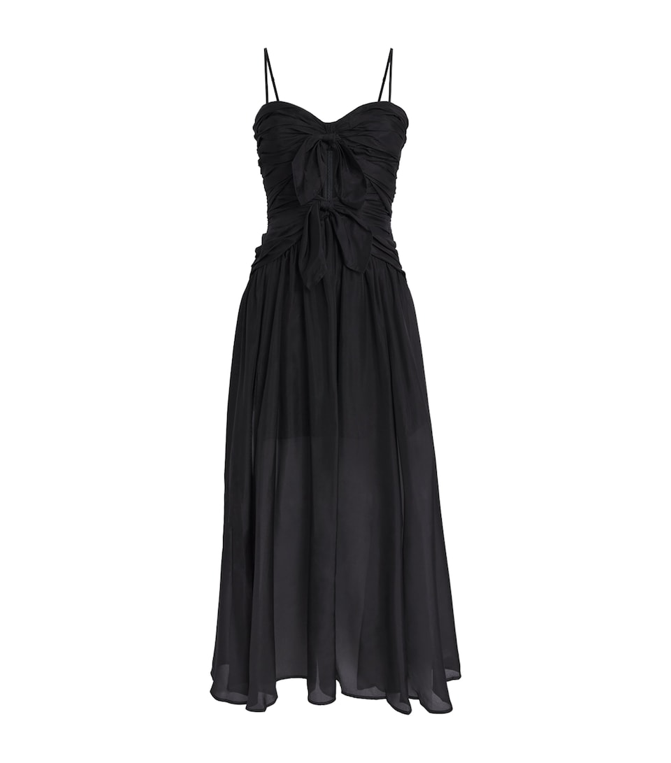 Zimmermann Silk Aster Midi Dress Blk Black