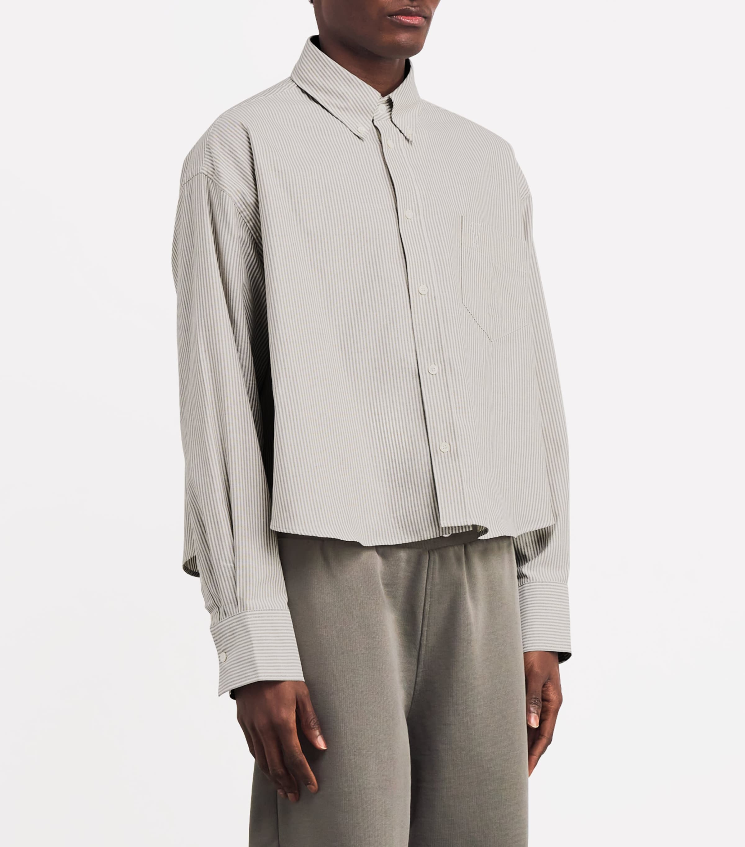 Cotton Cropped Oversized Shirt LDN/BLNC CRM/4761 Image 3