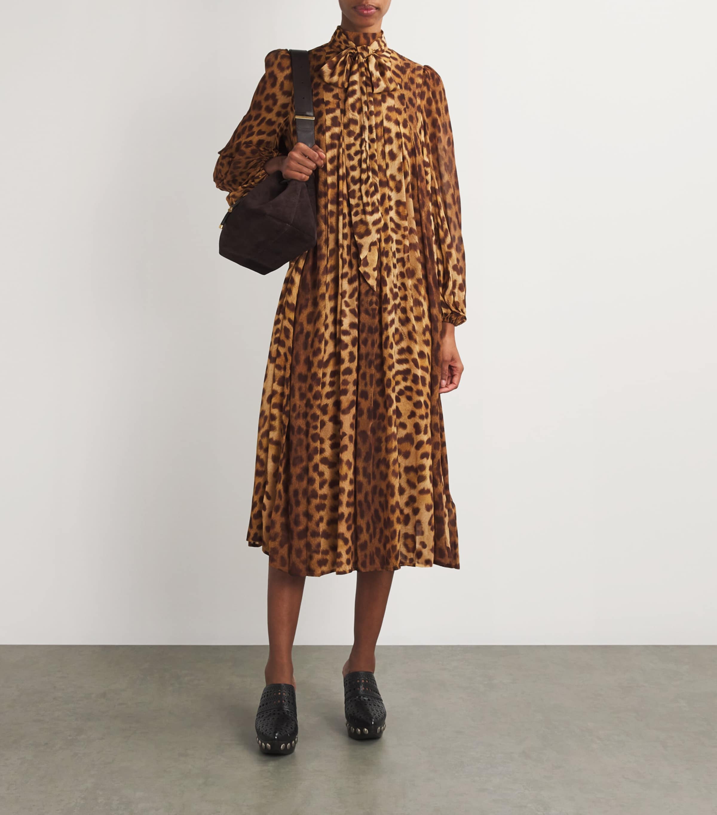 Zimmermann Multi Crush Tie-Neck Midi Dress | Harrods US