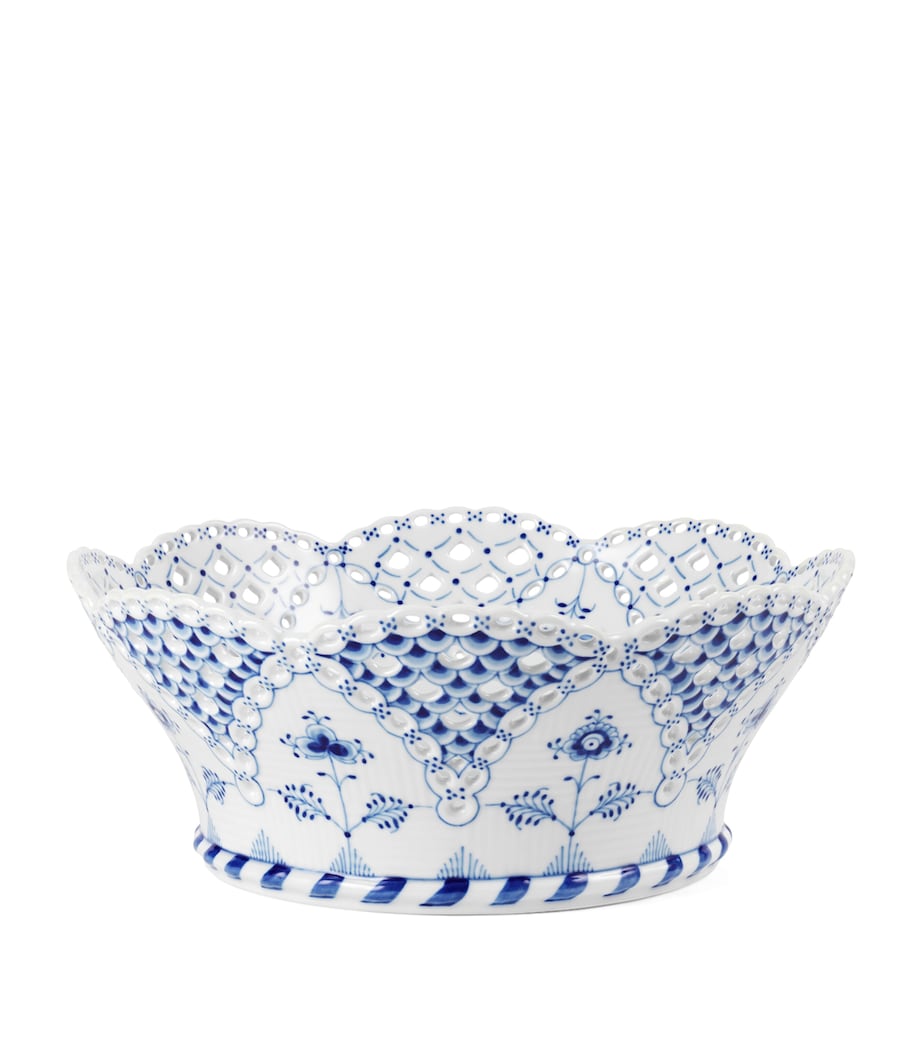 Royal Copenhagen Porcelain Full Lace Fluted Fruit Bowl (23cm) Blue Image 3
