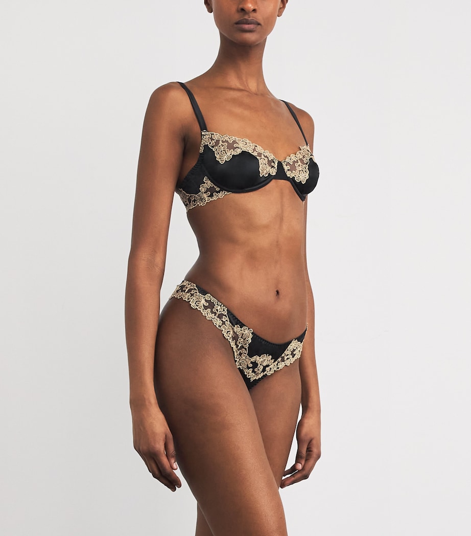 Silk-Blend Reina Skirted Thong BLACK & GOLD Image 2