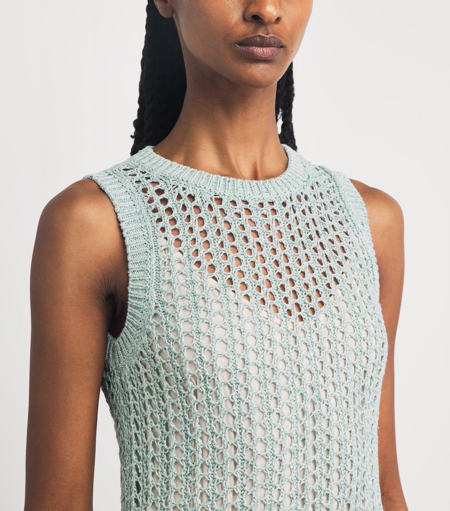 Eleventy Womens Linen-Blend Knitted Midi Dress Giada Image 3