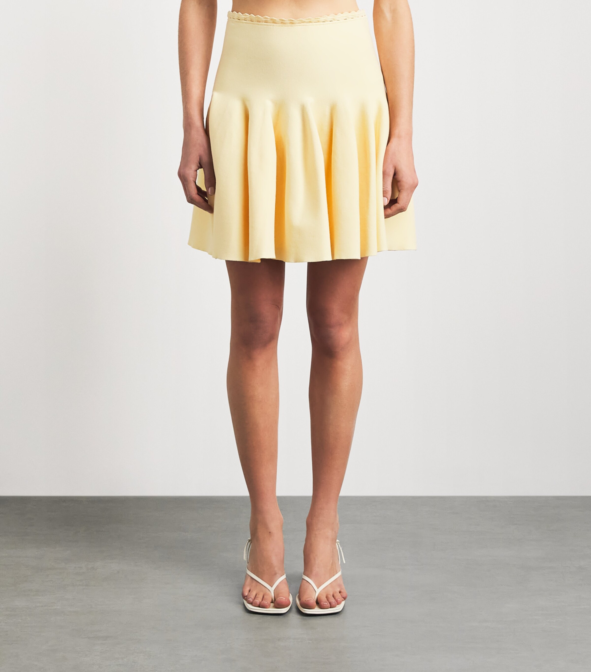 Sandro Paris Womens Knitted Skater Mini Skirt Butter Image 4