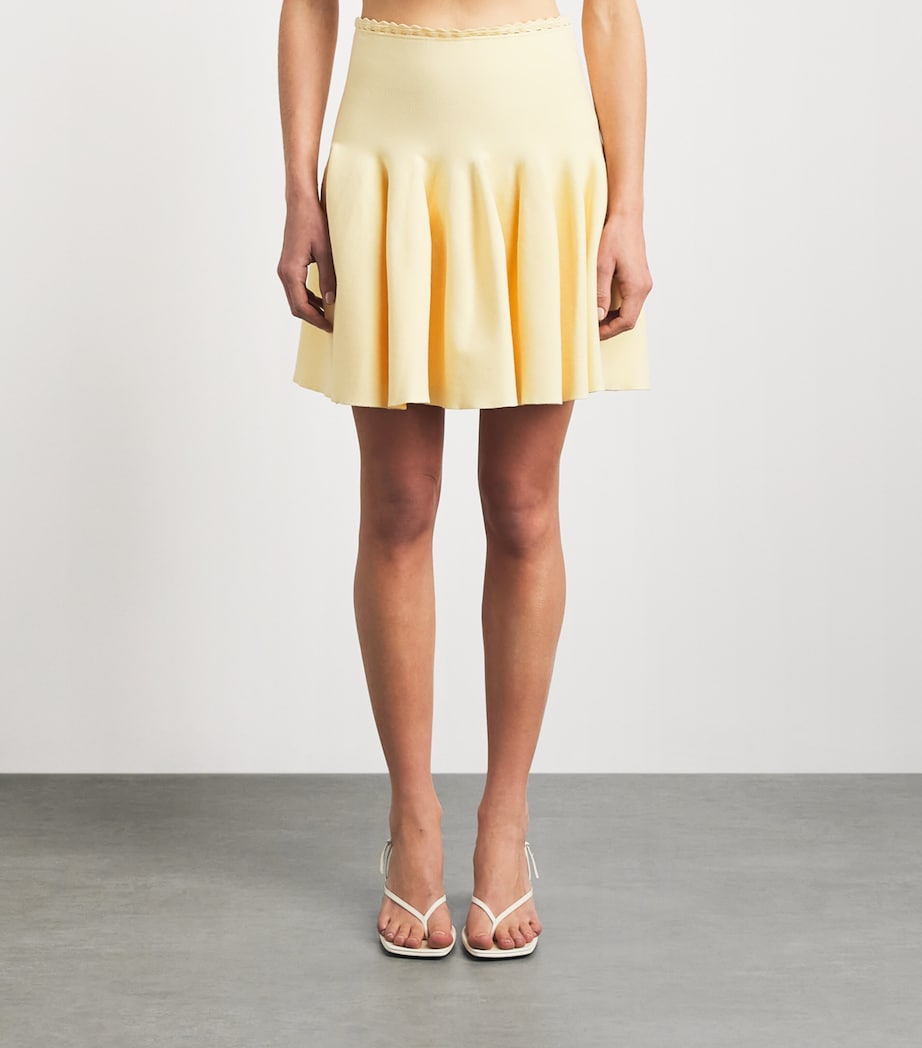 Sandro Paris Womens Knitted Skater Mini Skirt Butter Image 4