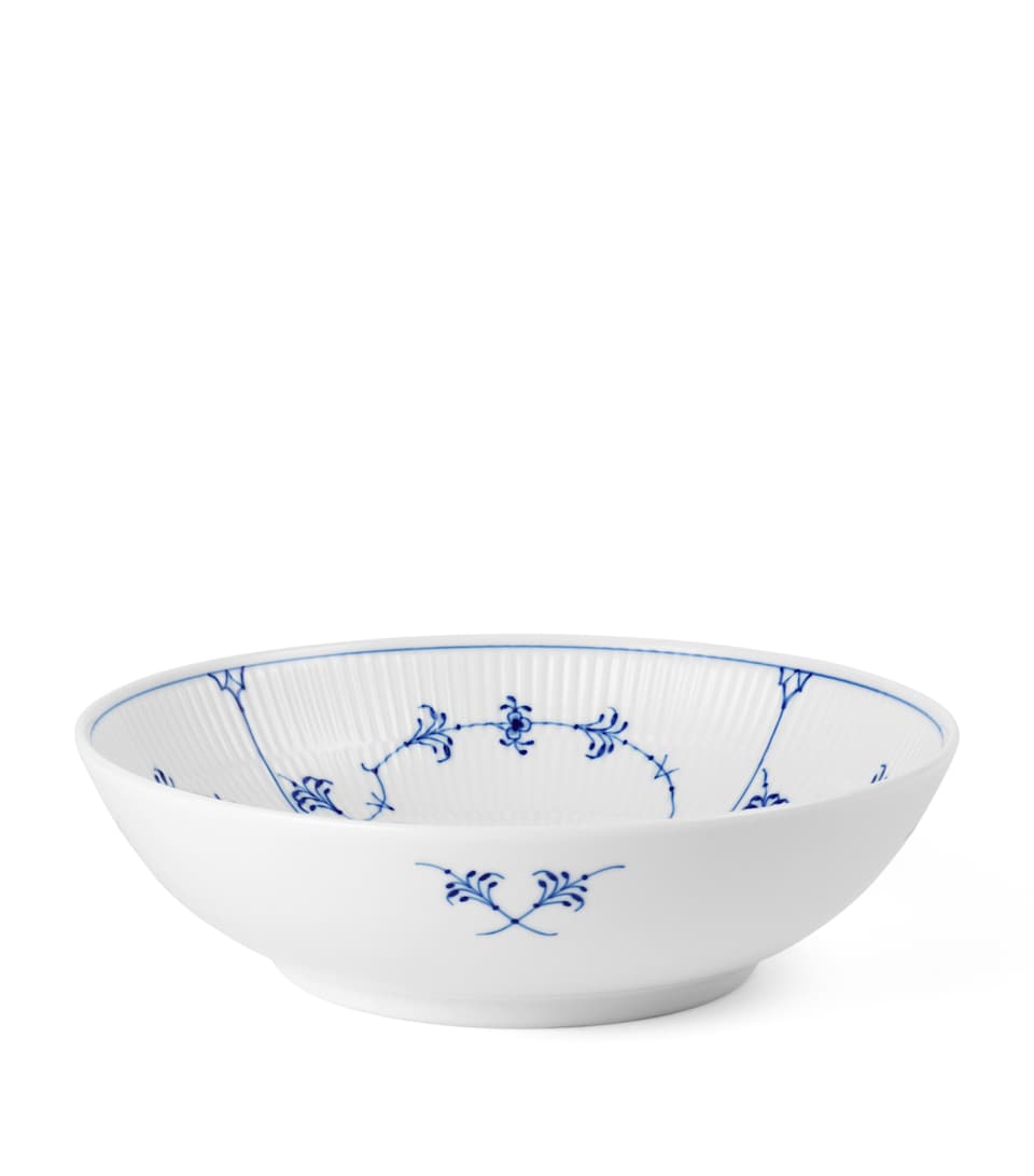 Porcelain Blue Fluted Serving Bowl (21cm)