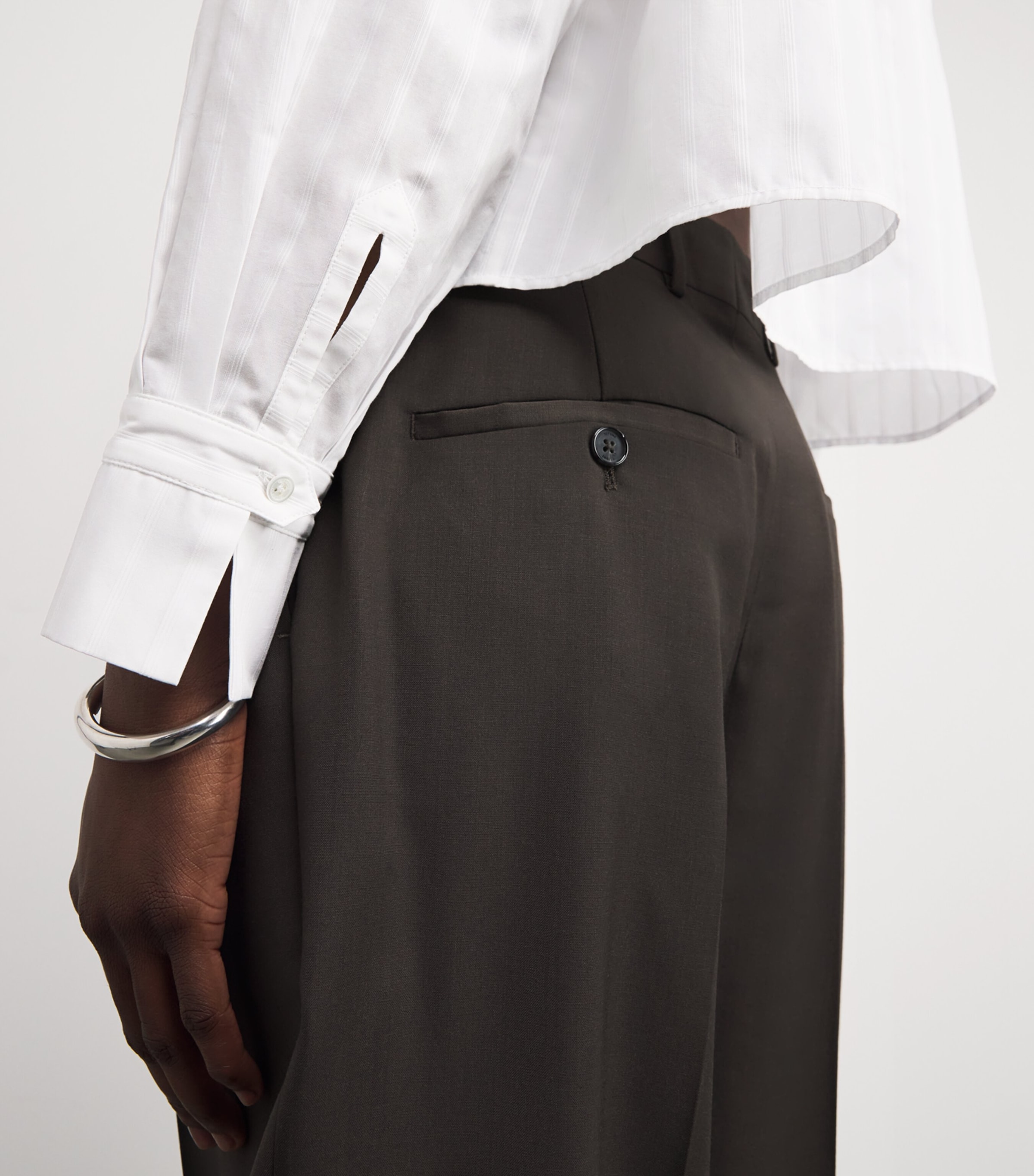 Cotton Stripe Shirt WHITE Image 6