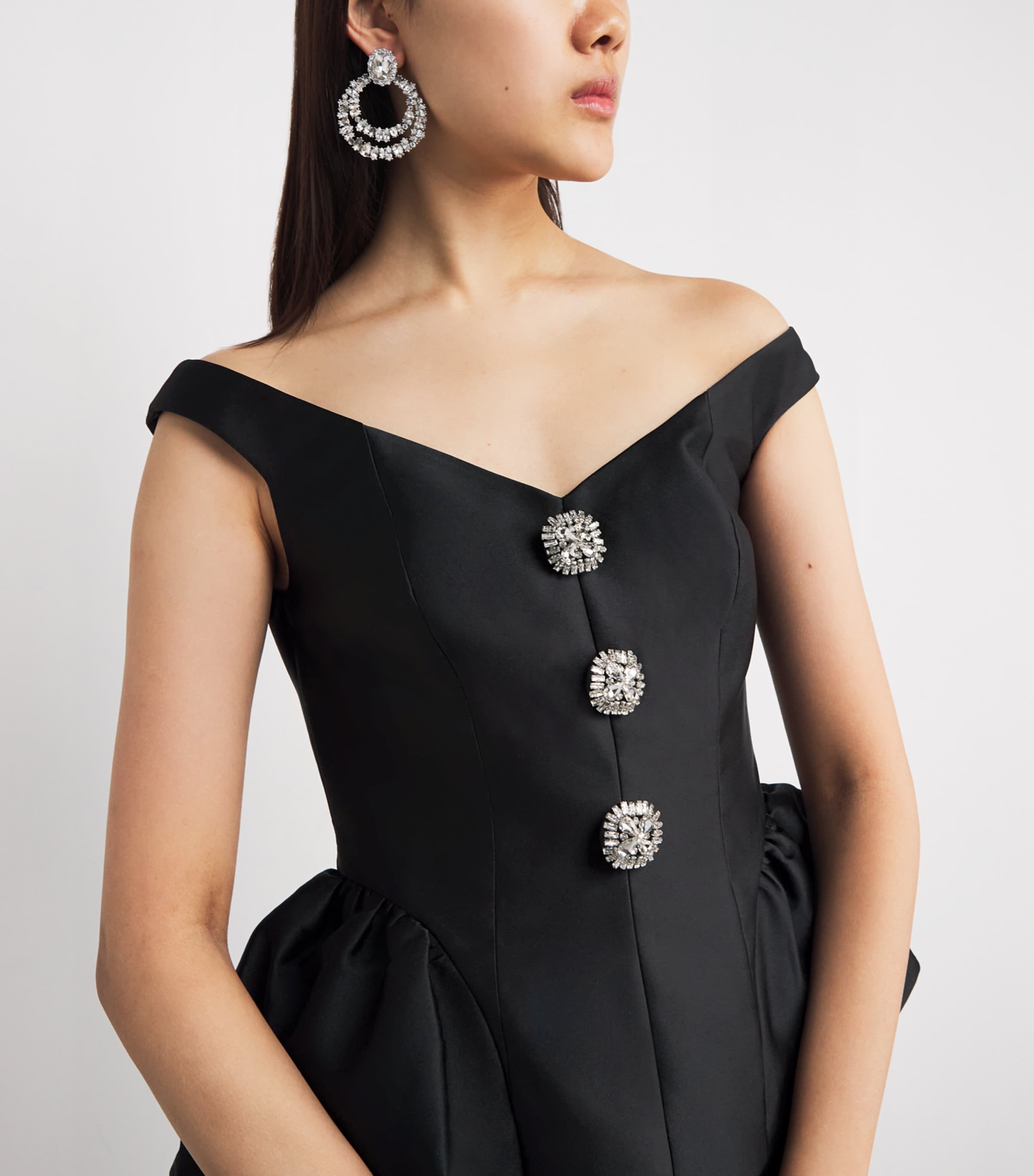 Taffeta Peplum Top BLACK Image 6