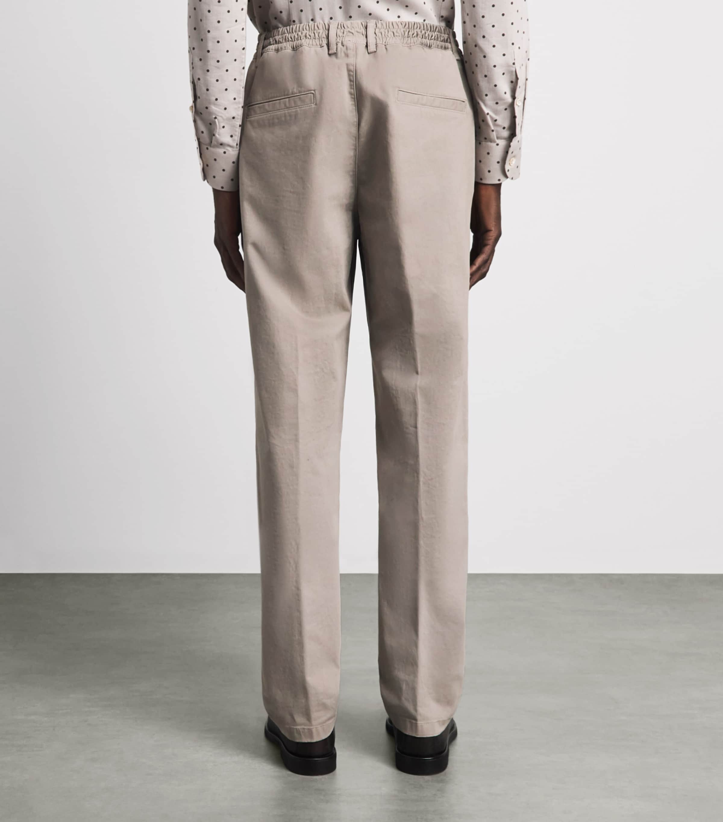 Eleventy Mens Stretch-Cotton Elasticated Trousers Cardamomo Chiaro Image 5