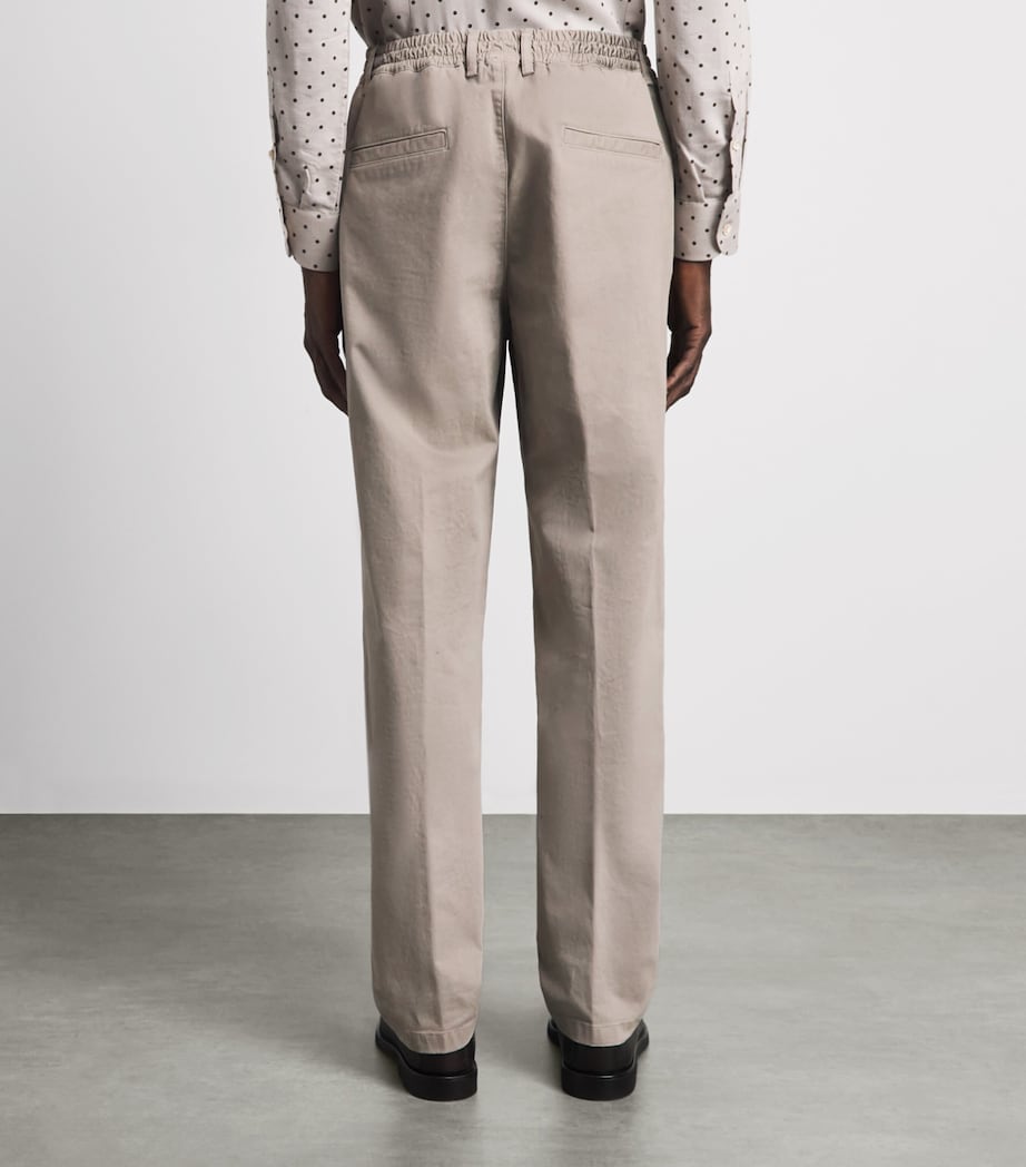 Eleventy Mens Stretch-Cotton Elasticated Trousers Cardamomo Chiaro Image 5