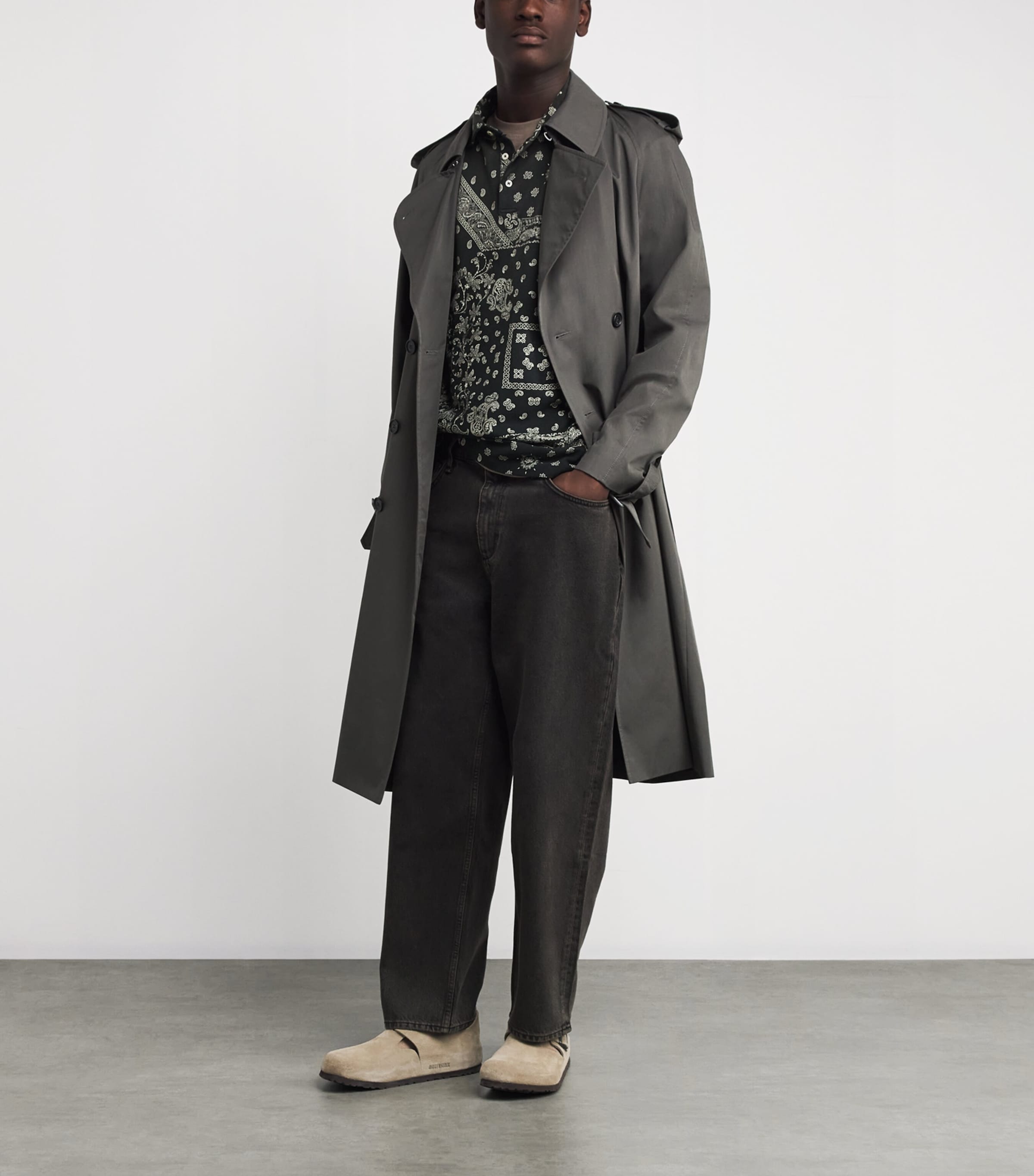 Cotton Mesh Bandana Print Polo Shirt BLACK Image 2