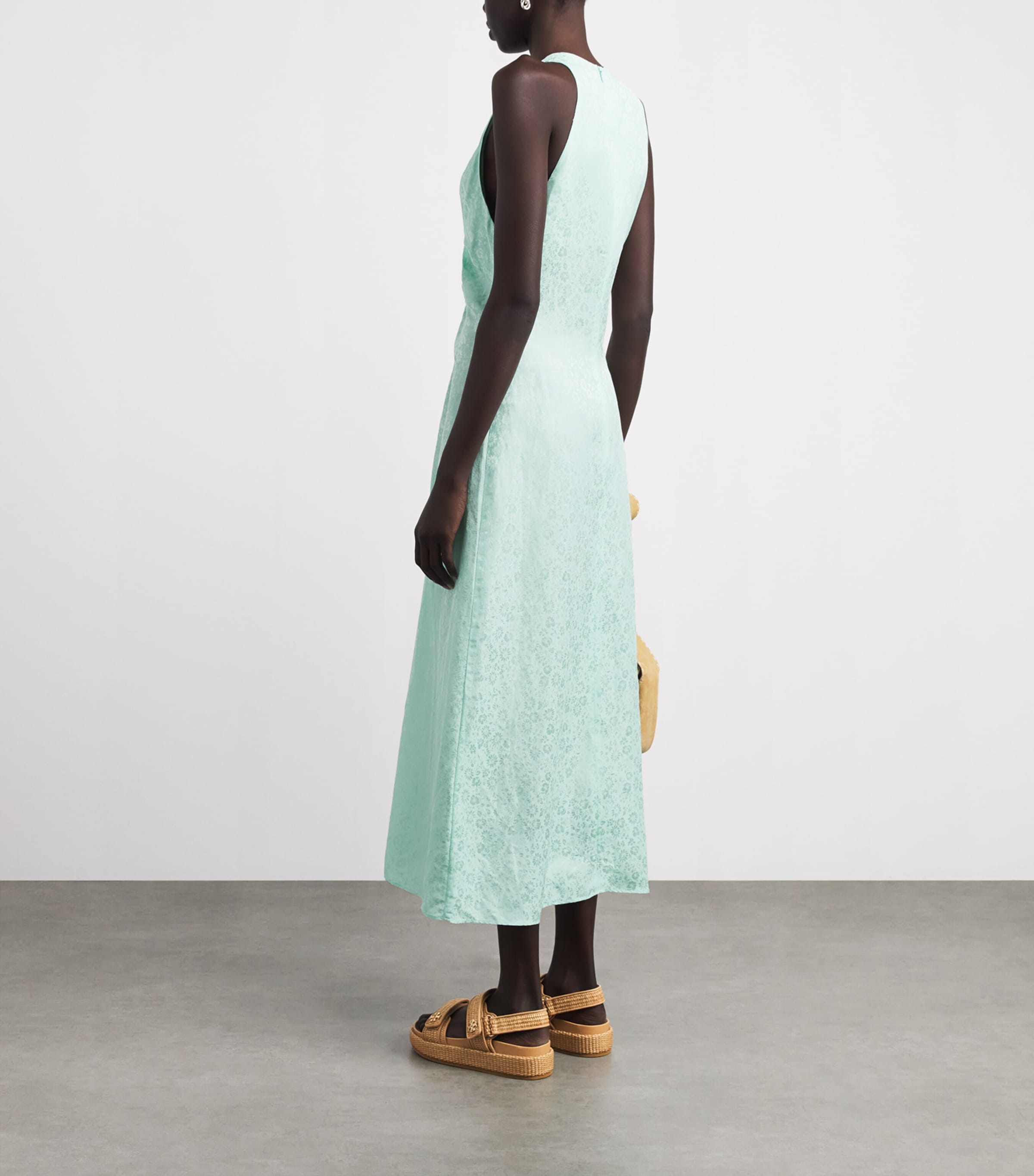 Sandro Paris Womens Floral-Jacquard Maxi Dress Light Green Image 4