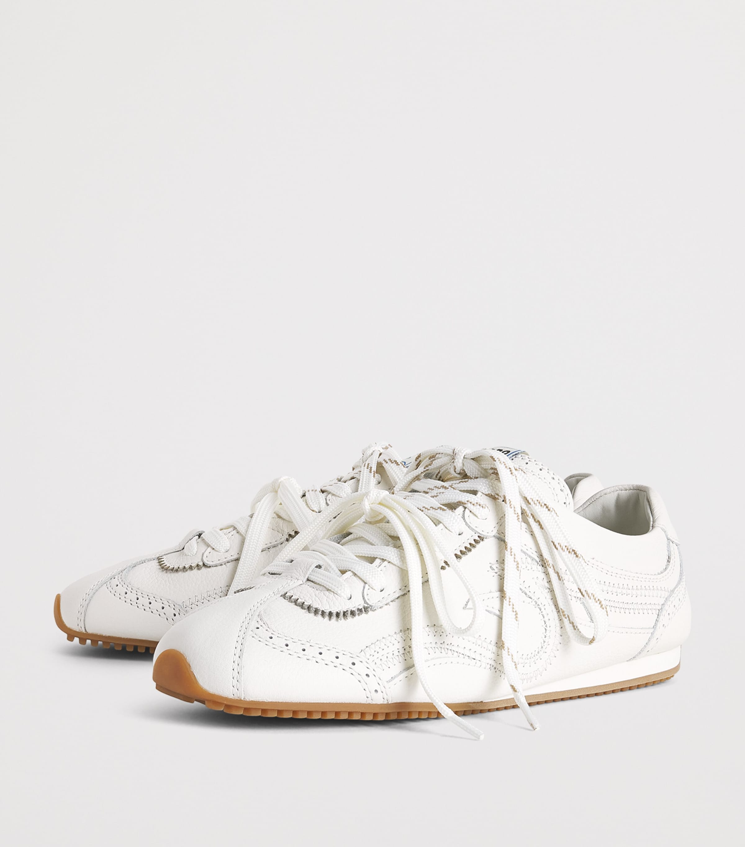Sandro Paris Leather Light Wave Sneakers Ecru Image 3