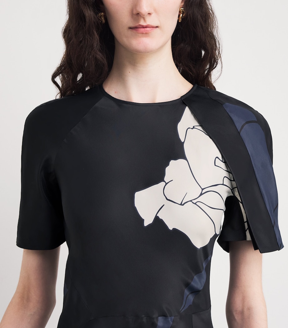 Floral Split-Hem Midi Dress 9638 DARK NV/PALE RS Image 4