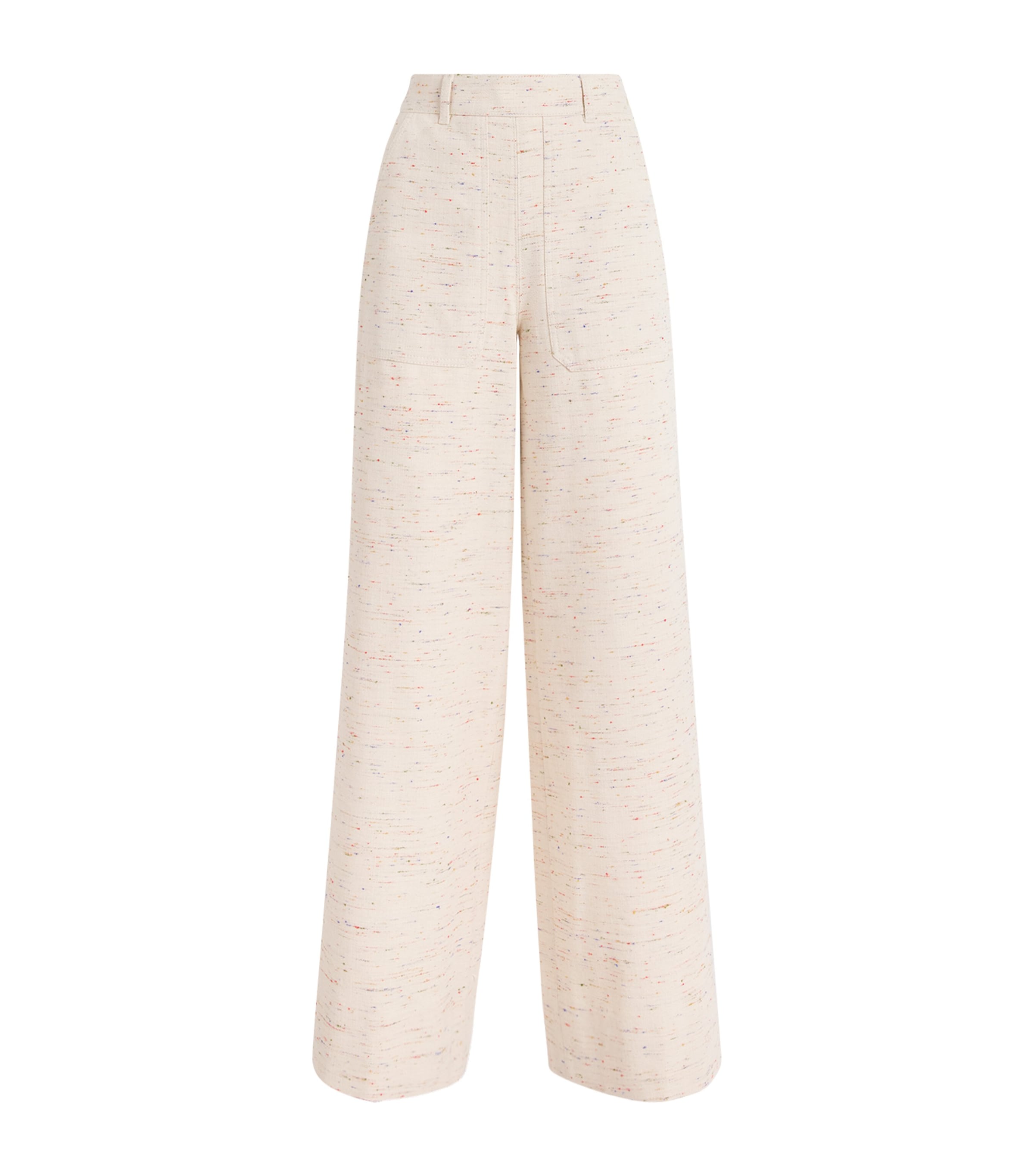 Shop Me+em Flecked Utility Wide-leg Trousers In Ivory