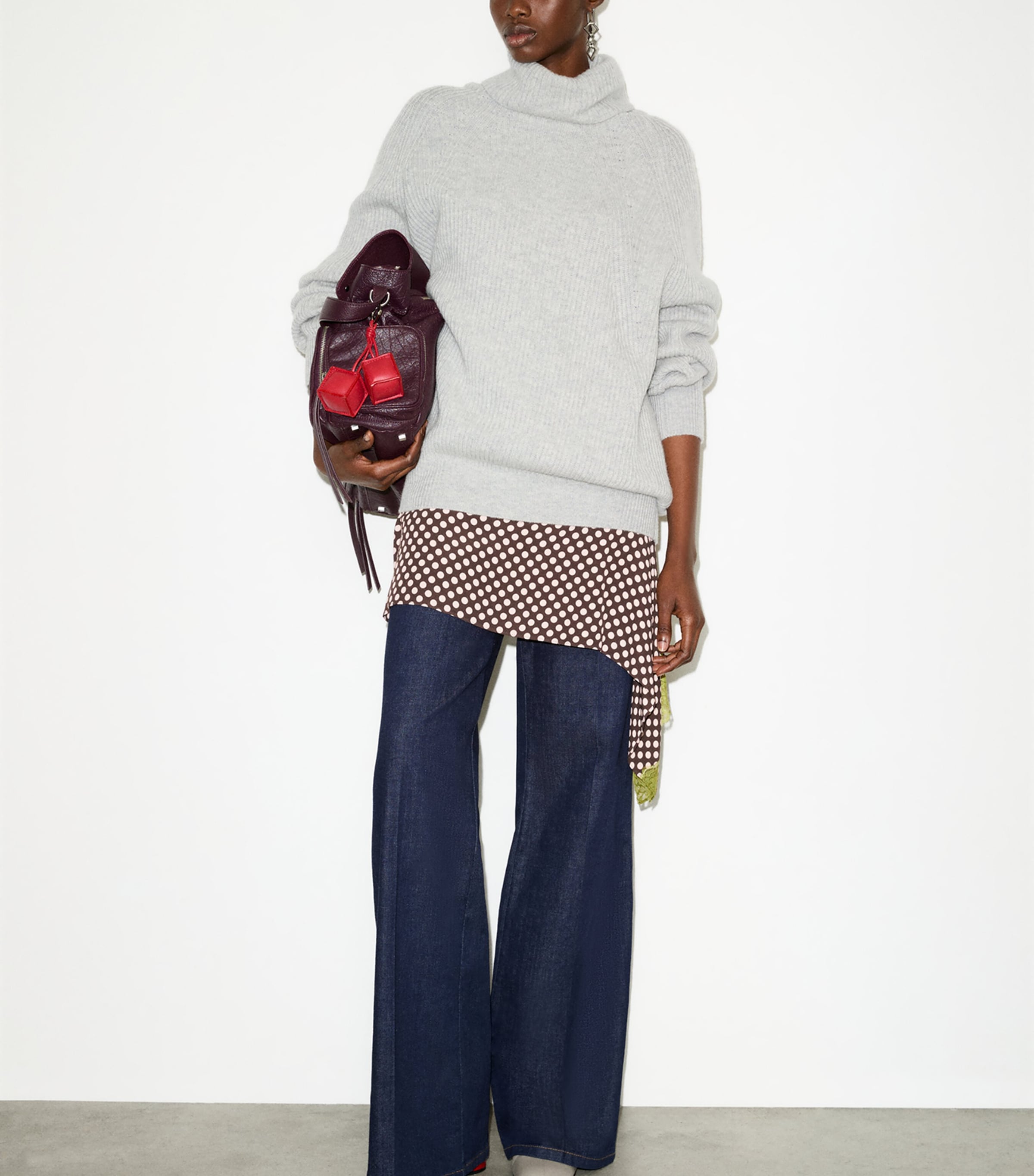 MAX&Co. Womens Wool-Cashmere Rollneck Sweater Light Grey Image 2