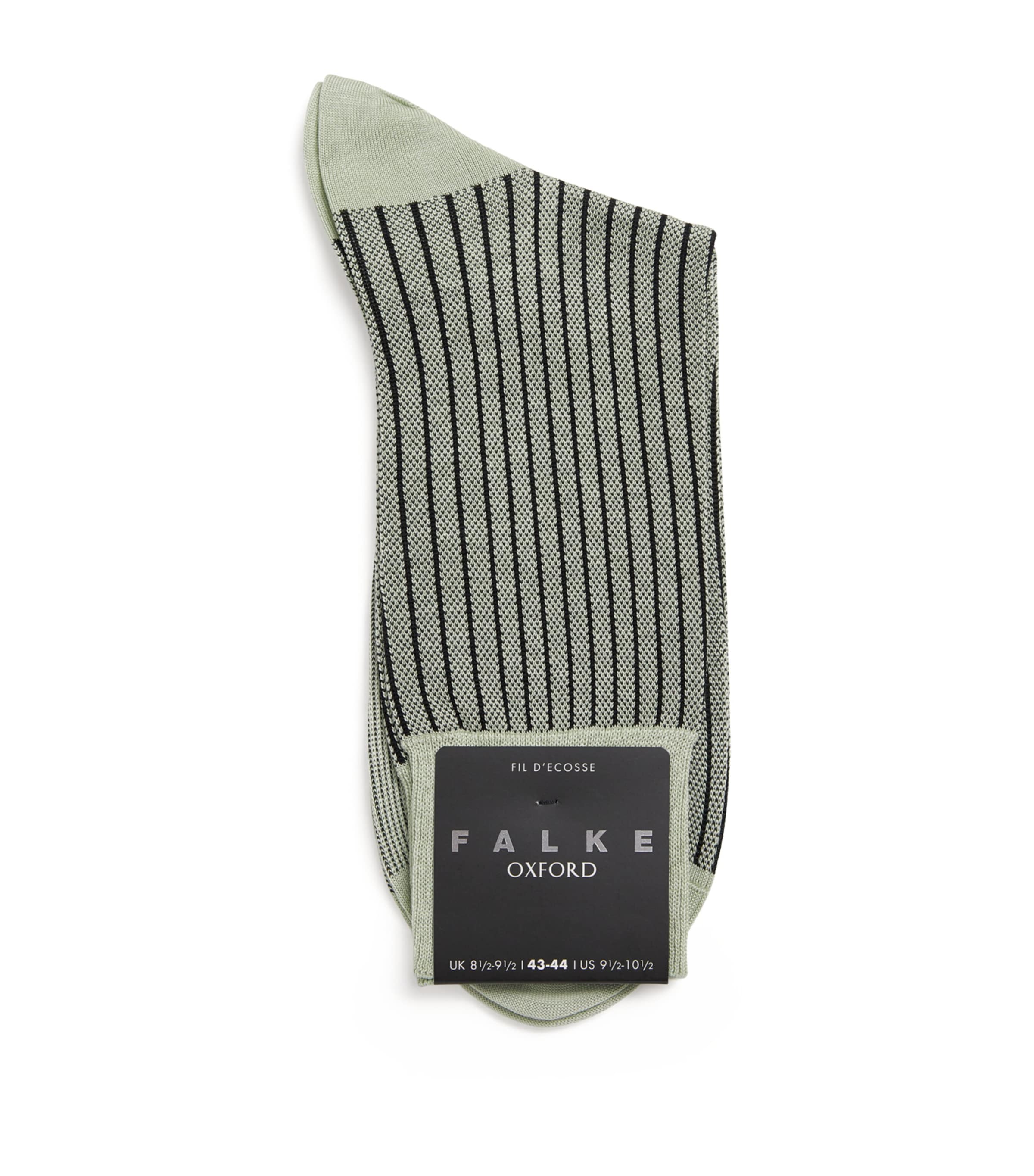 Falke Mens Cotton-Blend Oxford Stripe Socks Pale Olive Image 1