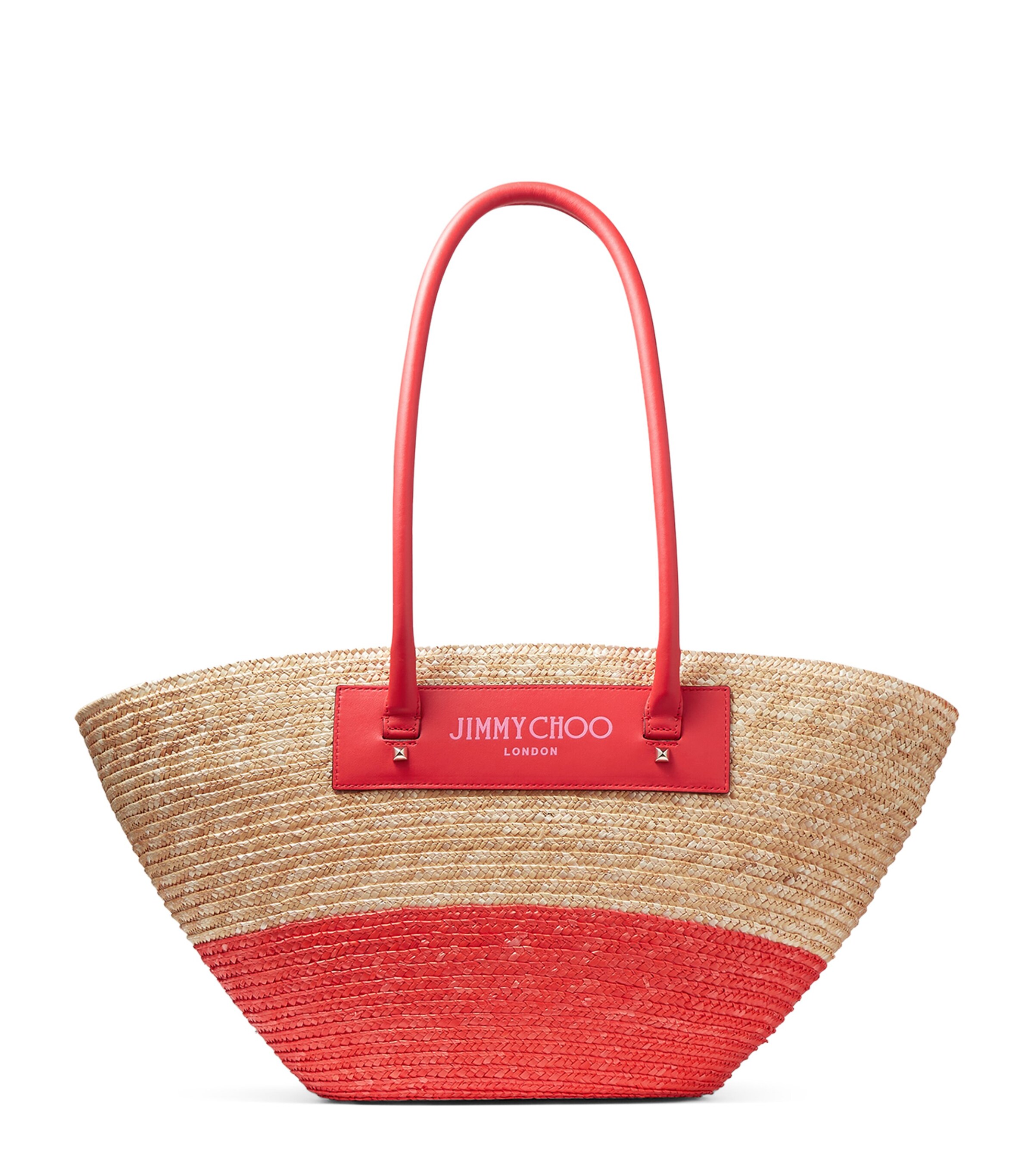 Jimmy Choo Beach Basket Tote Bag In Pink